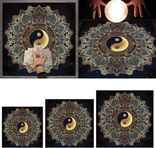 Miniatura 3 de Tapete de adivinaciones de péndulo de forma cuadrada, mantel de altar, tablero de juego de cartas, mantel metafísico, tapete de juego de mesa