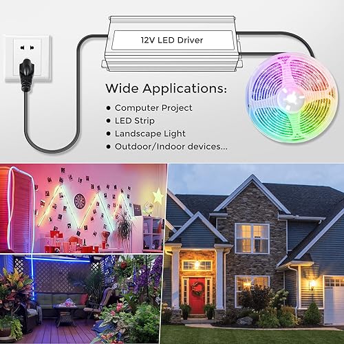 Vista 100 de Fuente de alimentación LED de 24 V 200 W, controlador LED IP67 impermeable, transformador de bajo voltaje de 110 V a CC de 24 voltios con enchufe