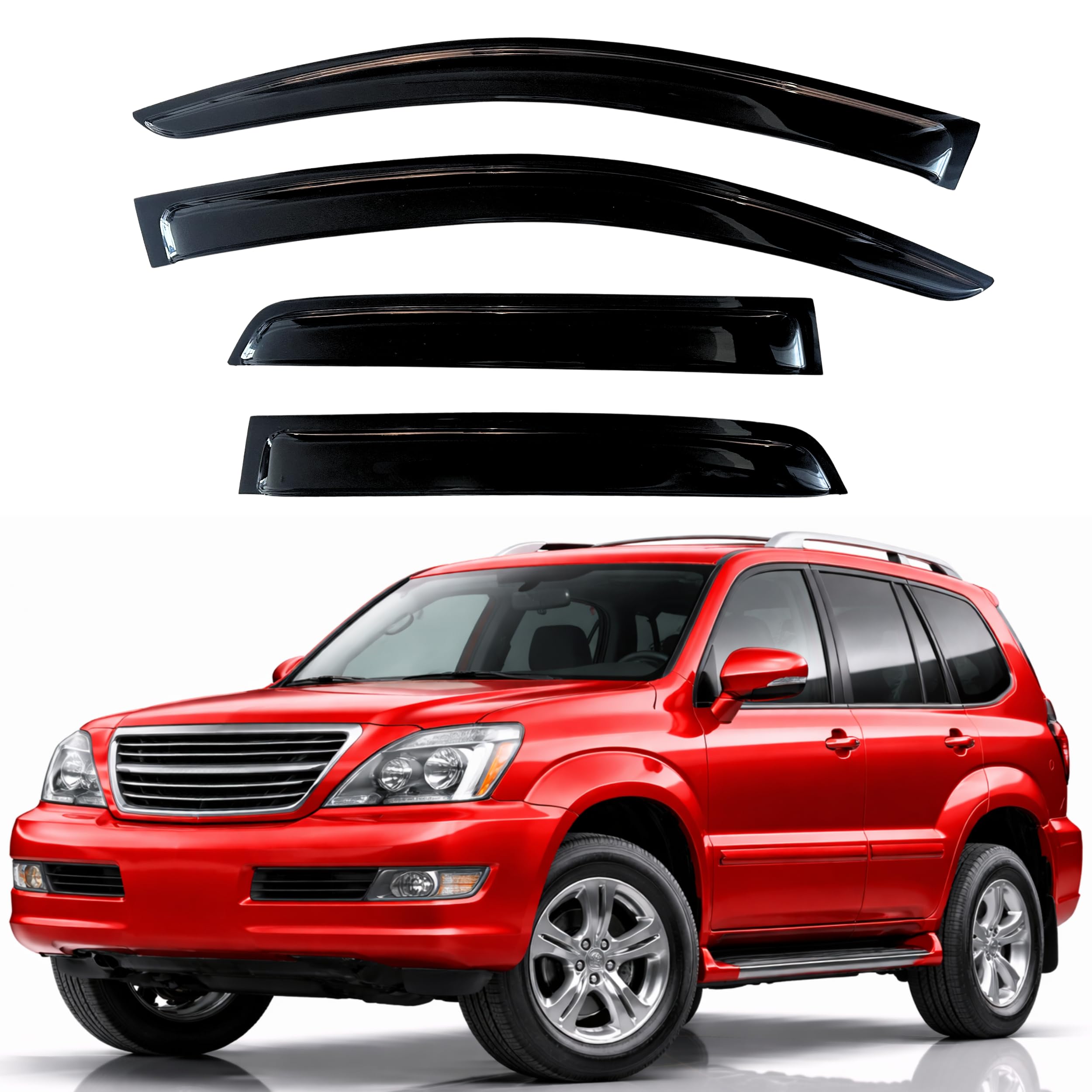KPY Rain Guards Fit for 2003-2009 Lexus GX470, Out-Channel Window Visors Vent Wind Deflectors 4PC, Car Accessories for 03-09 Lexus GX Series