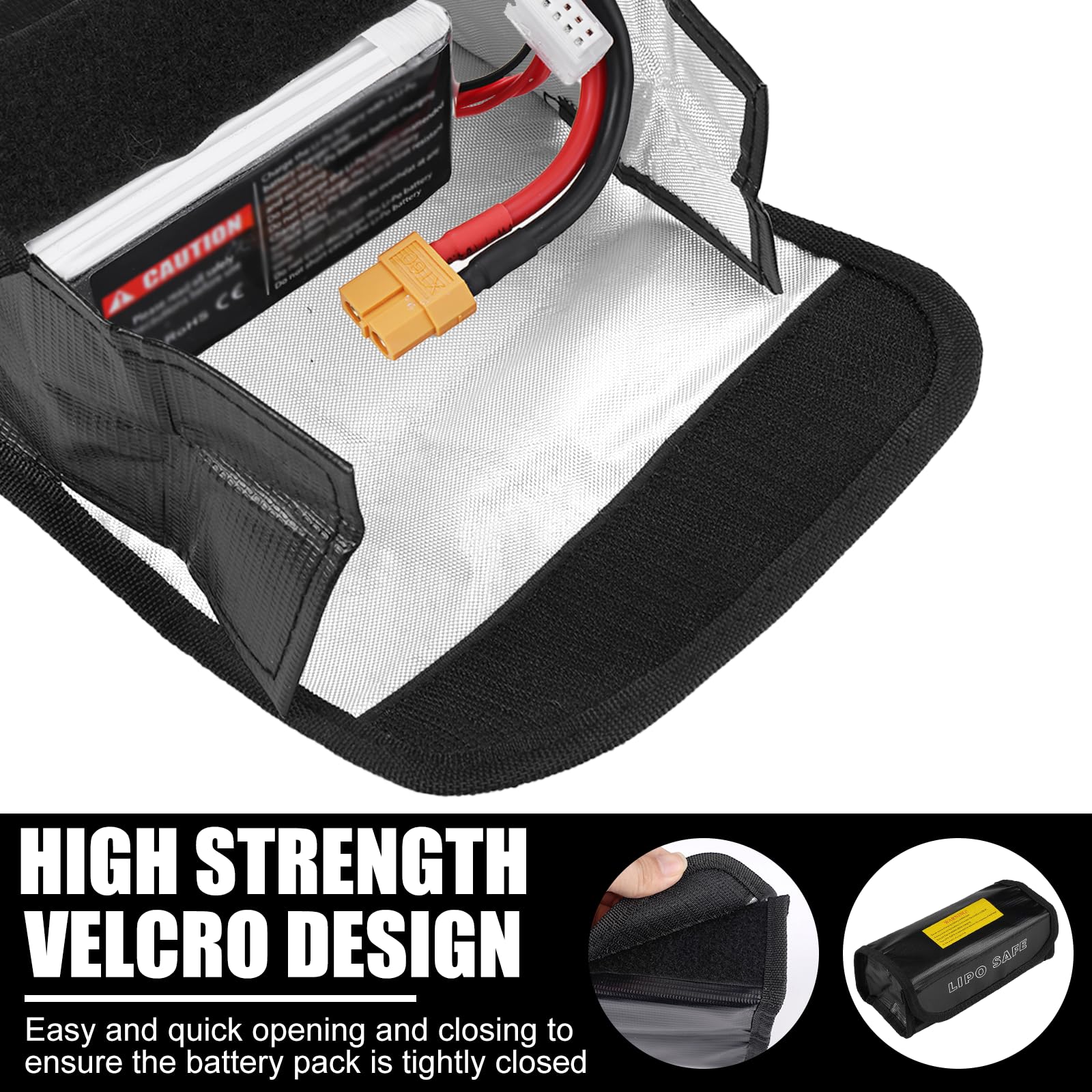Pochette Protection Transport Drone 18,5x6x7,5 Cm HEG Sac De Sécurité Lipo Sac De Sécurité Pour Batterie Lipo Ignifuge 2 Stockage Transport Batterie Lipo