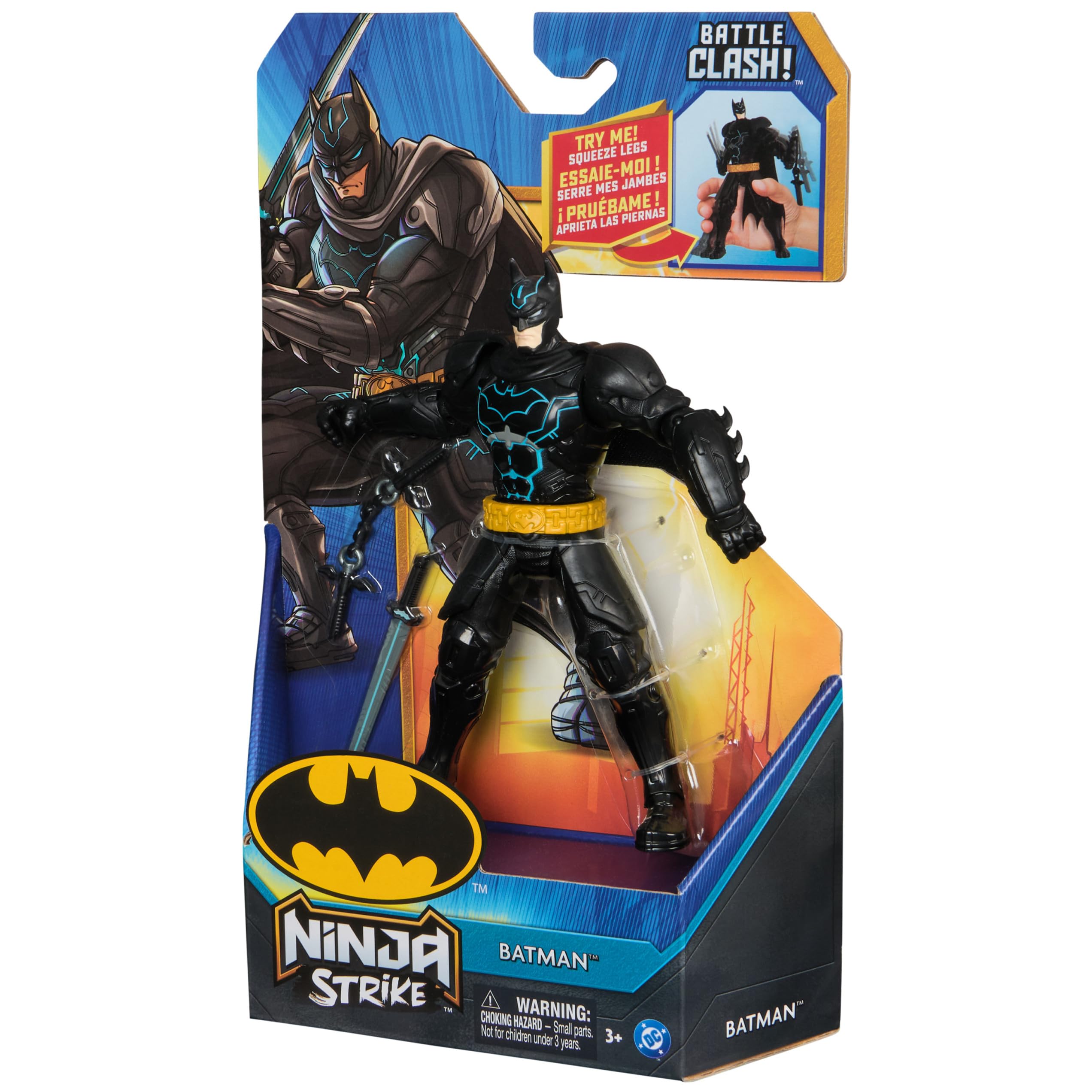 DC Comics, Batman Battle Clash 6” Ninja Strike Batman Action Figure with 2 Ninja Accessories, Super Hero Kids Toys for Boys and Girls Ages 3 & Up