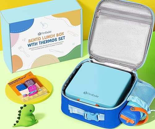 Miniatura 7 de Fimibuke Lonchera Bento para niños, caja Bento a prueba de fugas con tarro de comida aislado de 8.5 onzas, bolsa de almuerzo, botella de agua para