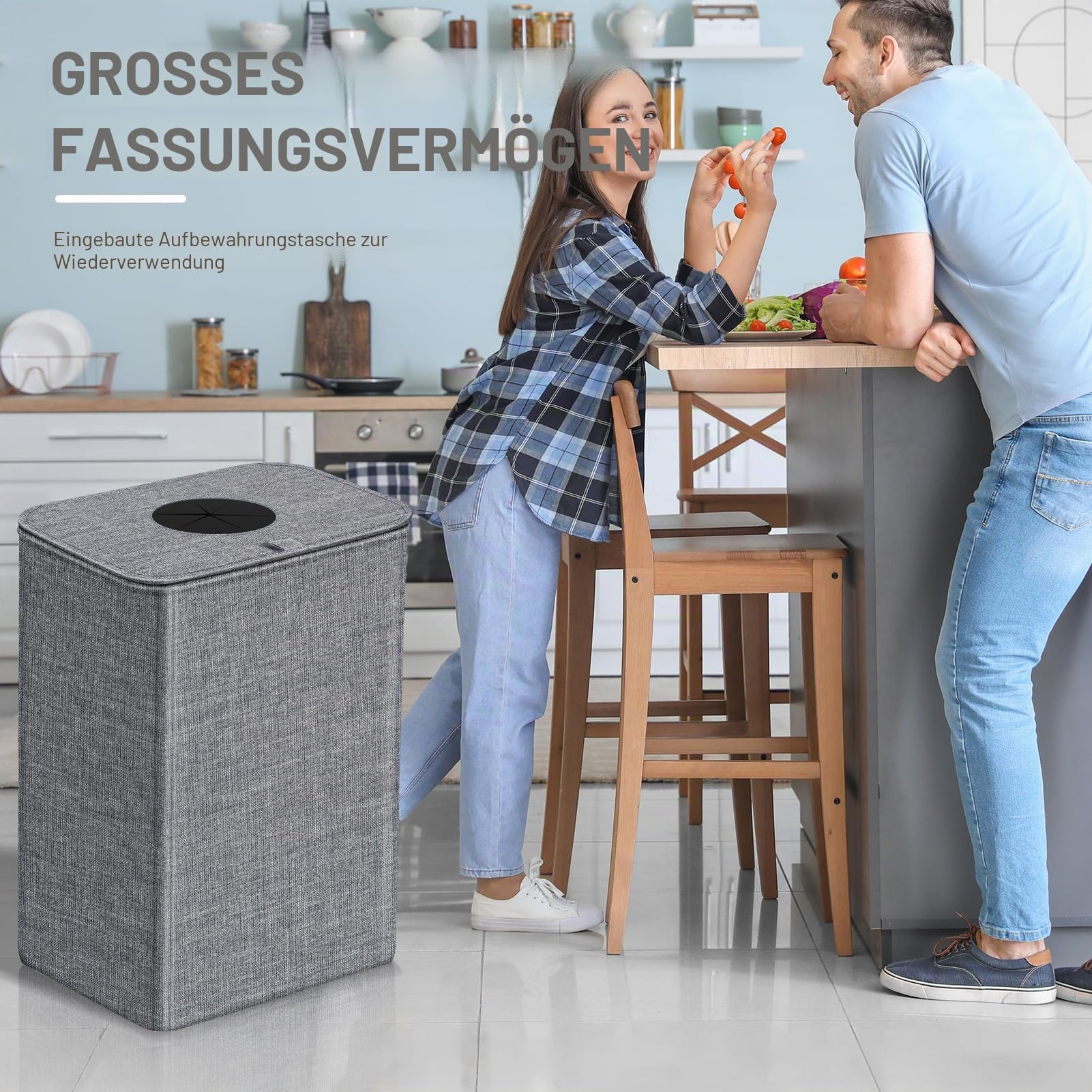 Pfandflaschen Sammelbehälter mit Deckel Abnehmbarem Beutel, 100L Recyclingbehälter Pfandflaschen Aufbewahrung Mülleimer Küche Pfandbehälter Sammel-Behälter Leergut Altglas Aufbewahrung (grau)