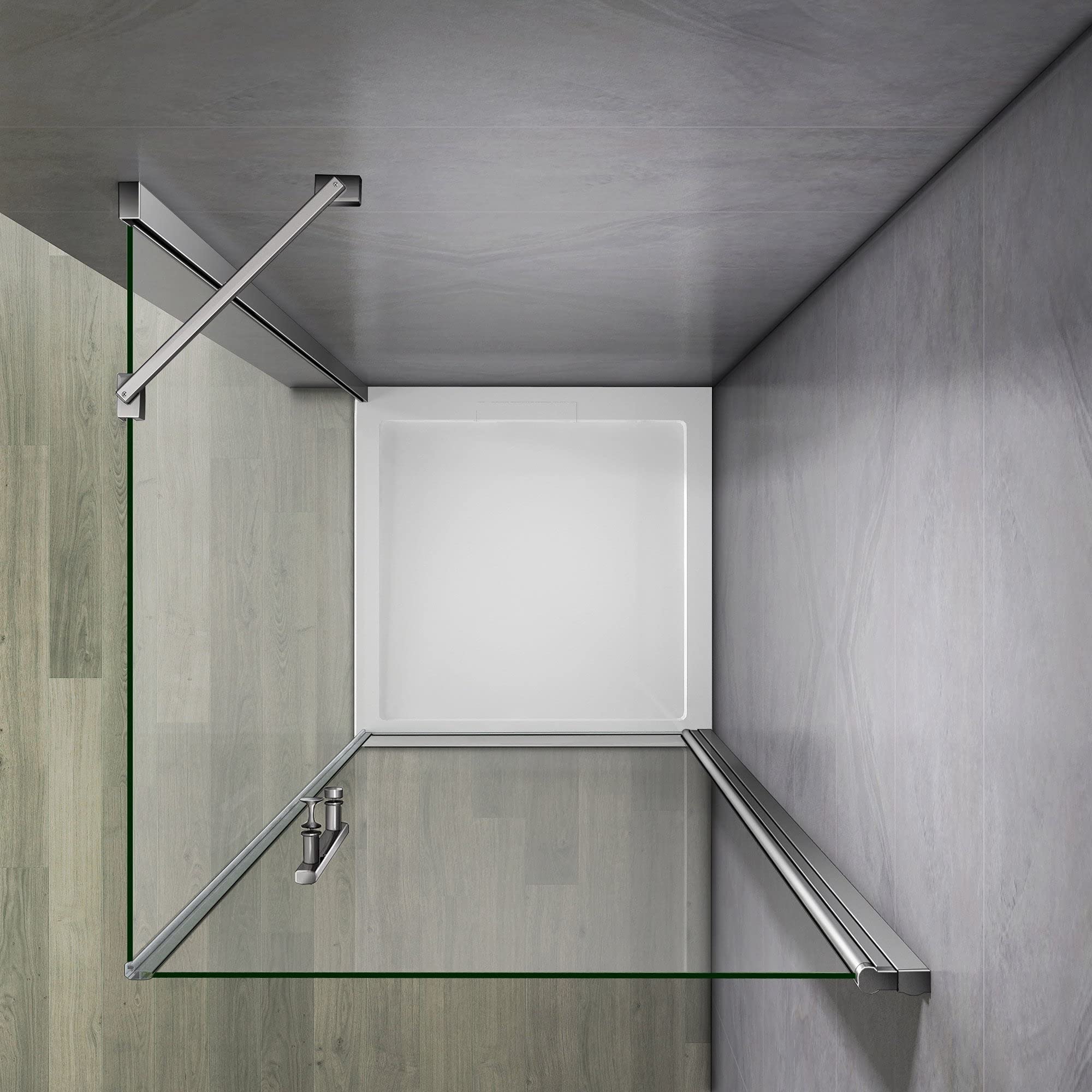 H.187cm Box Doccia Angolare 80x80cm Porta Battente 6mm Vetro Barra