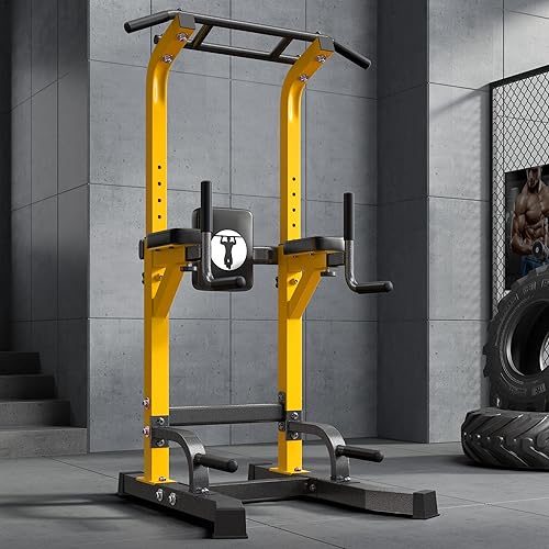 Miniatura 7 de SogesHome Power Tower Pull Up Bar Dip Stand, 10 Adjustable Height Free Standing Assistive Trainer Dip Station, Multi-Function Strength Training