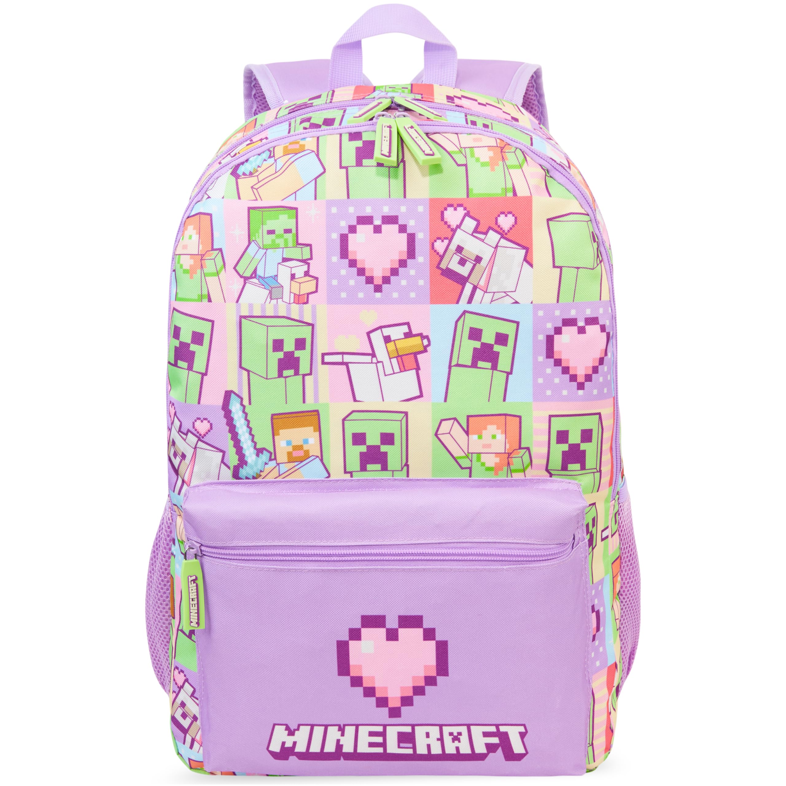 Get Trend Minecraft Grande Zainetto Bambina, 46 cm Borsa Zaino Scuola Multi-Scomparto e Spallacci Regolabili per Scuola e Gite, Idea Regalo (Multi Minecraft)