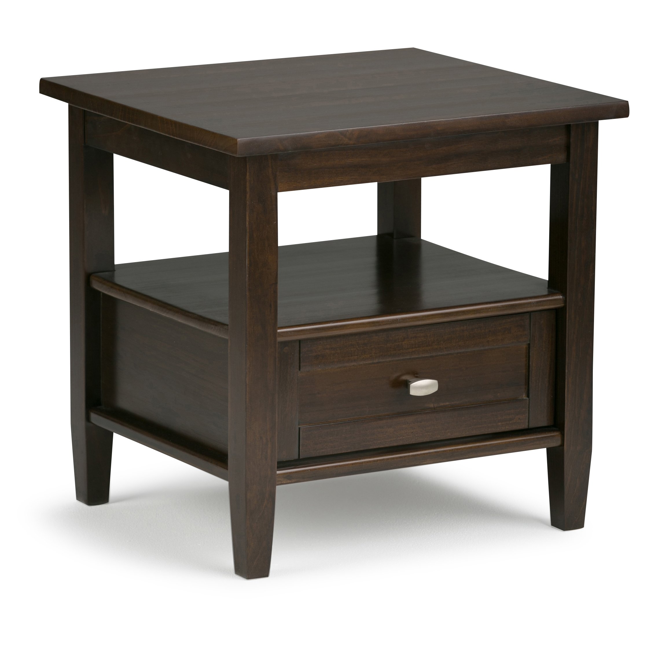 SIMPLIHOME Warm Shaker End Table - 20 inch Wide Solid Wood Side Table in Tobacco Brown, Transitional Accent Table for Living Room or Bedroom with