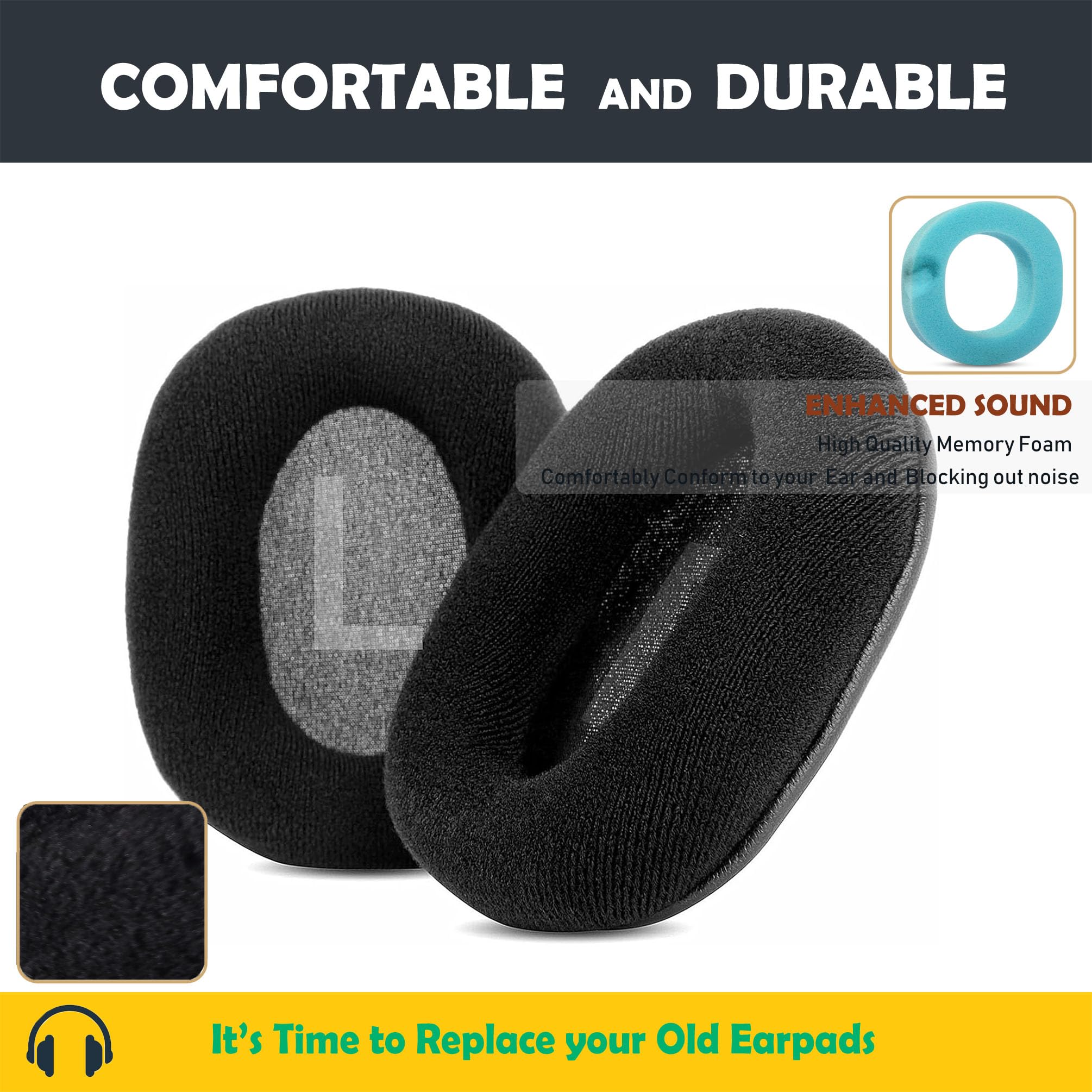 Ear Force Recon 150 Earpads Replacement for Turtle Beach Ear Force 100/200/150 Gaming Headsets Ear cushions with Comfortable Fabric and Memory foam - Image 3