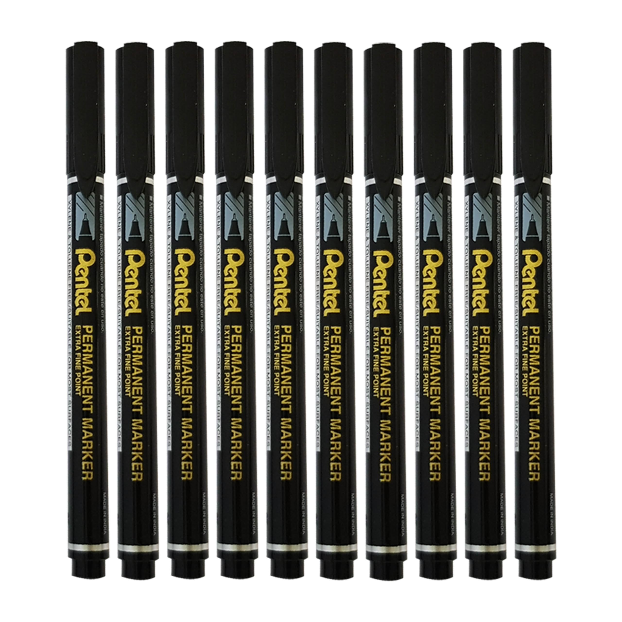 Pentel NF450 Pen-Style Permanent Marker Pens, Extra Fine Tip, BLACK, Pack of 10, Write-4-All CD/DVD Markers - Image 2
