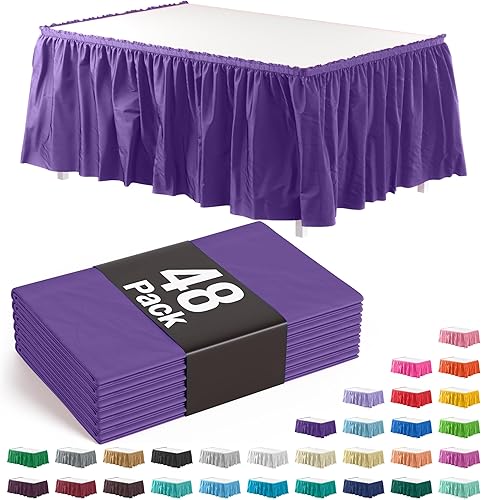 Miniatura 199 de Exquisite Falda de mesa con volantes, color marrón, paquete de 2 faldas de mesa de 14 pies de largo para mesas rectangulares de 6 pies o faldas