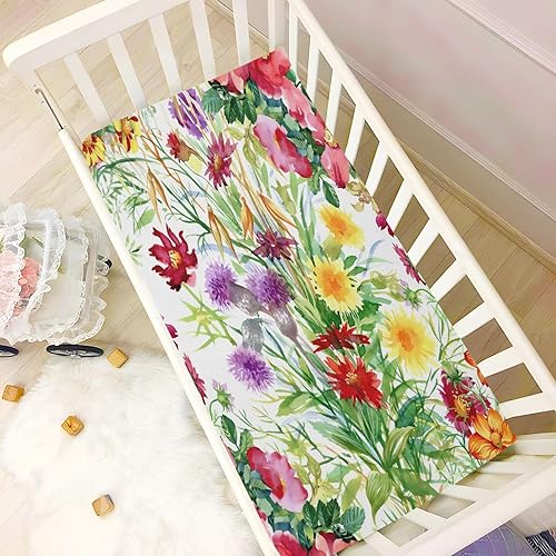 Miniatura 6 de Kigai Fitted Crib Sheet for Boys & Girls Colorful Flowers Soft Breathable Unisex Baby Sheets for Standard Crib and Toddler Mattresses 39 x 27 in