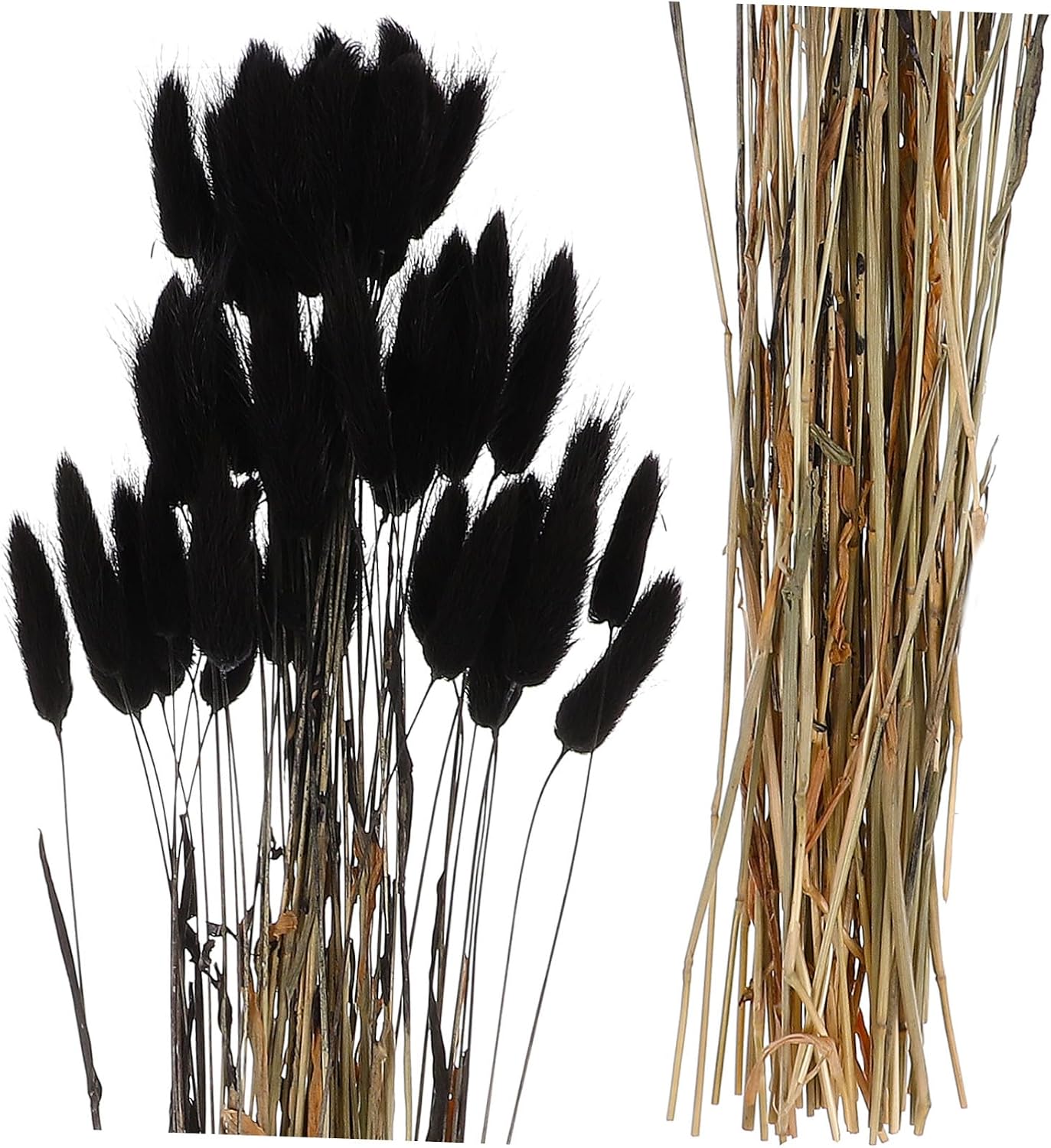 60pcs Black Dried Bunny Tails Floral Arrangement for Wedding Reception Table Decor Natural Rabbit Tail Grass for Boho Party and Home Decorations