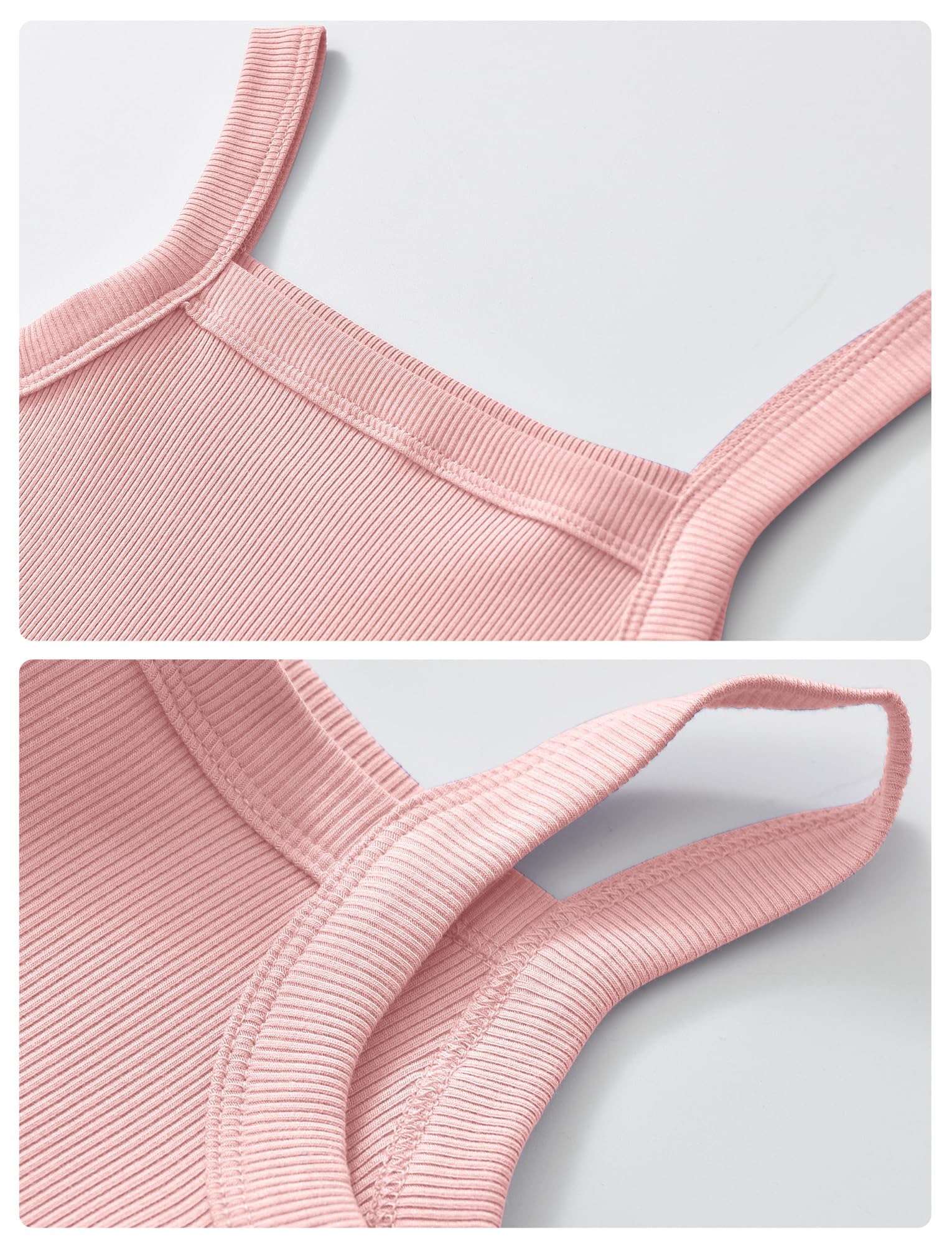 SEAUR Camiseta de tirantes para niña, tirantes delgados, camiseta interior de verano, monocolor, sin mangas, parte superior acanalada, 2 unidades, 3-14 años, 110-160 cm