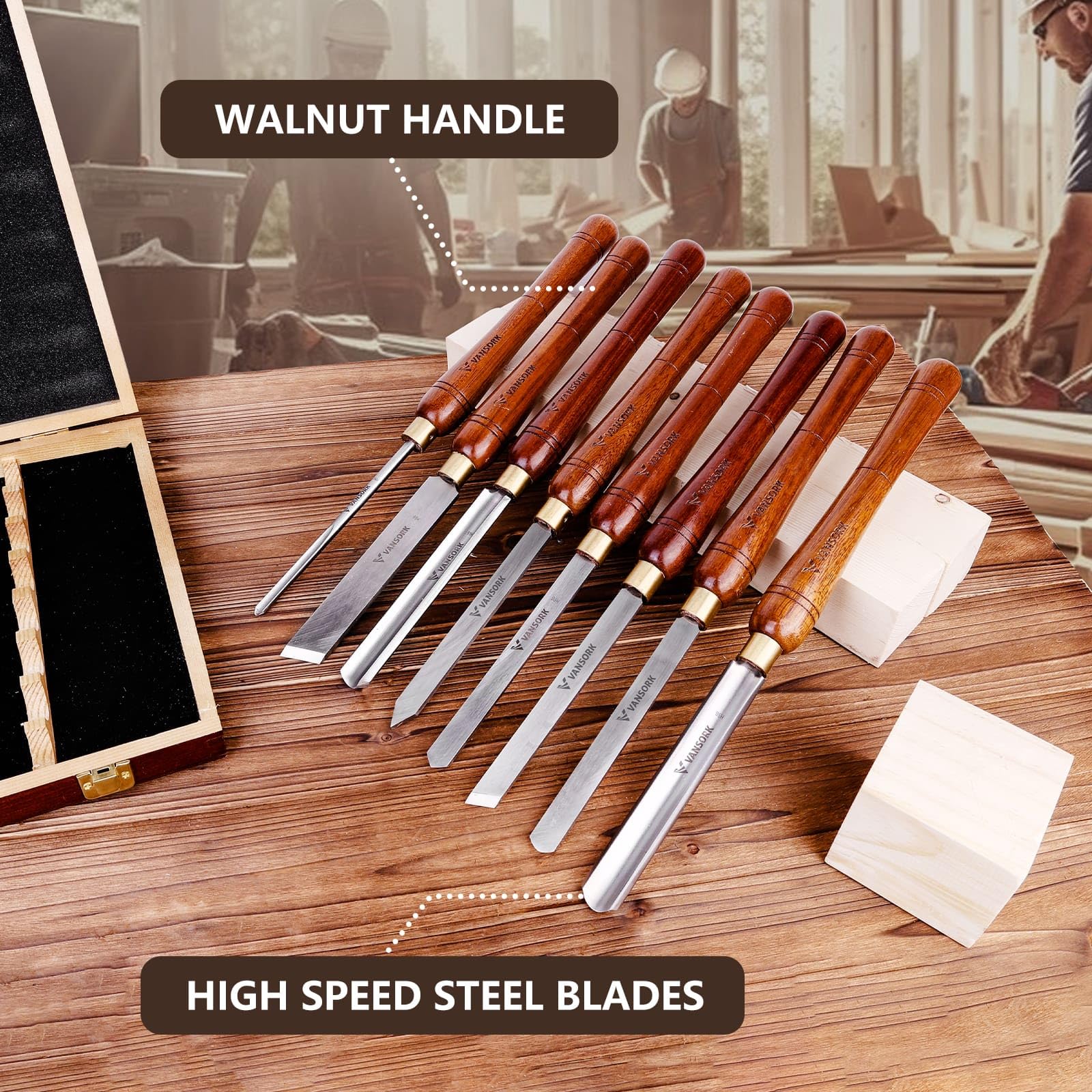 Amazon.co.jp: VANSORK HSS 木材旋削工具 8ピース 旋盤用