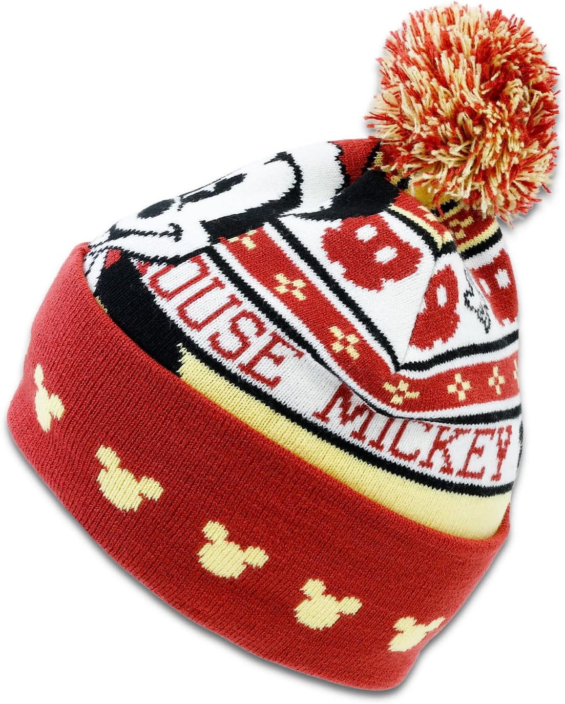 Disney Mickey Mouse Festive Winter Hat Set for Kids - Bundle Christmas Beanie Plus Stickers and Beach Kids Door Hanger | Mickey Mouse Holiday Gear for Boys