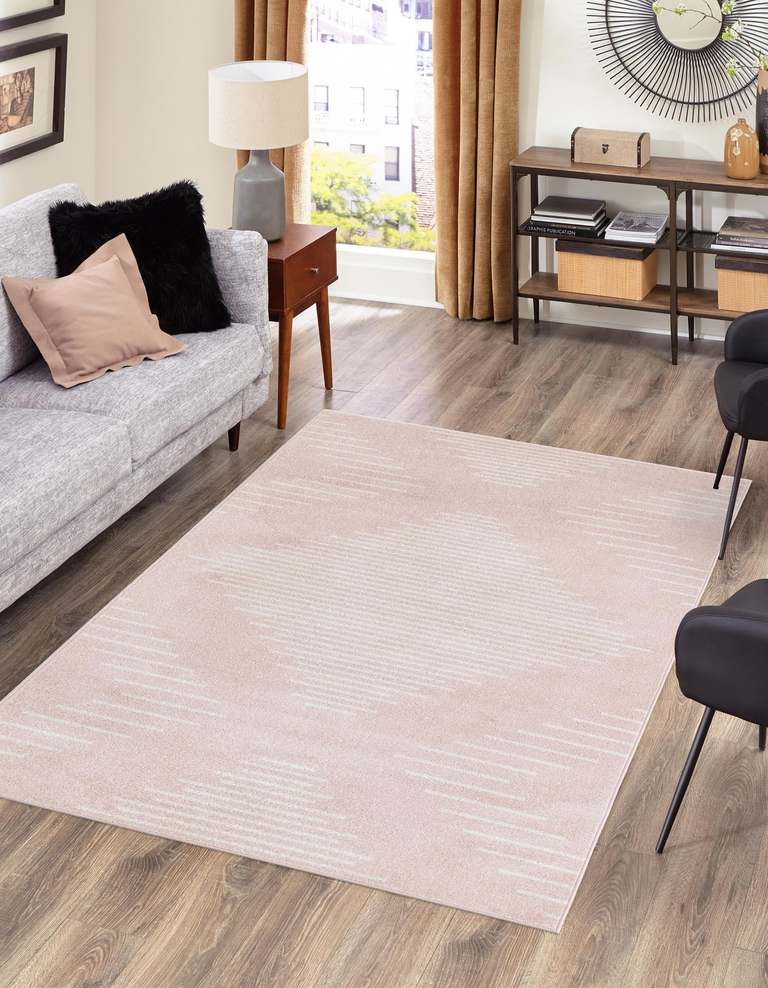 Unique Loom Kai Collection Area Rug - Warrior (4' x 6' Rectangle Pink/Ivory)