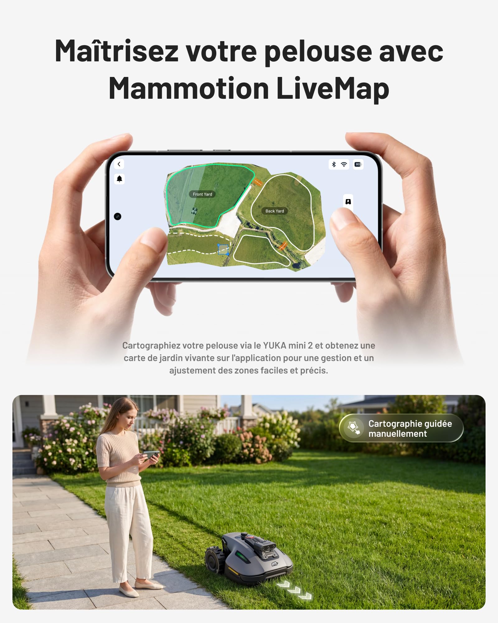 MAMMOTION YUKA Mini 2 500 Robot Tondeuse, jusqu'à 500m²