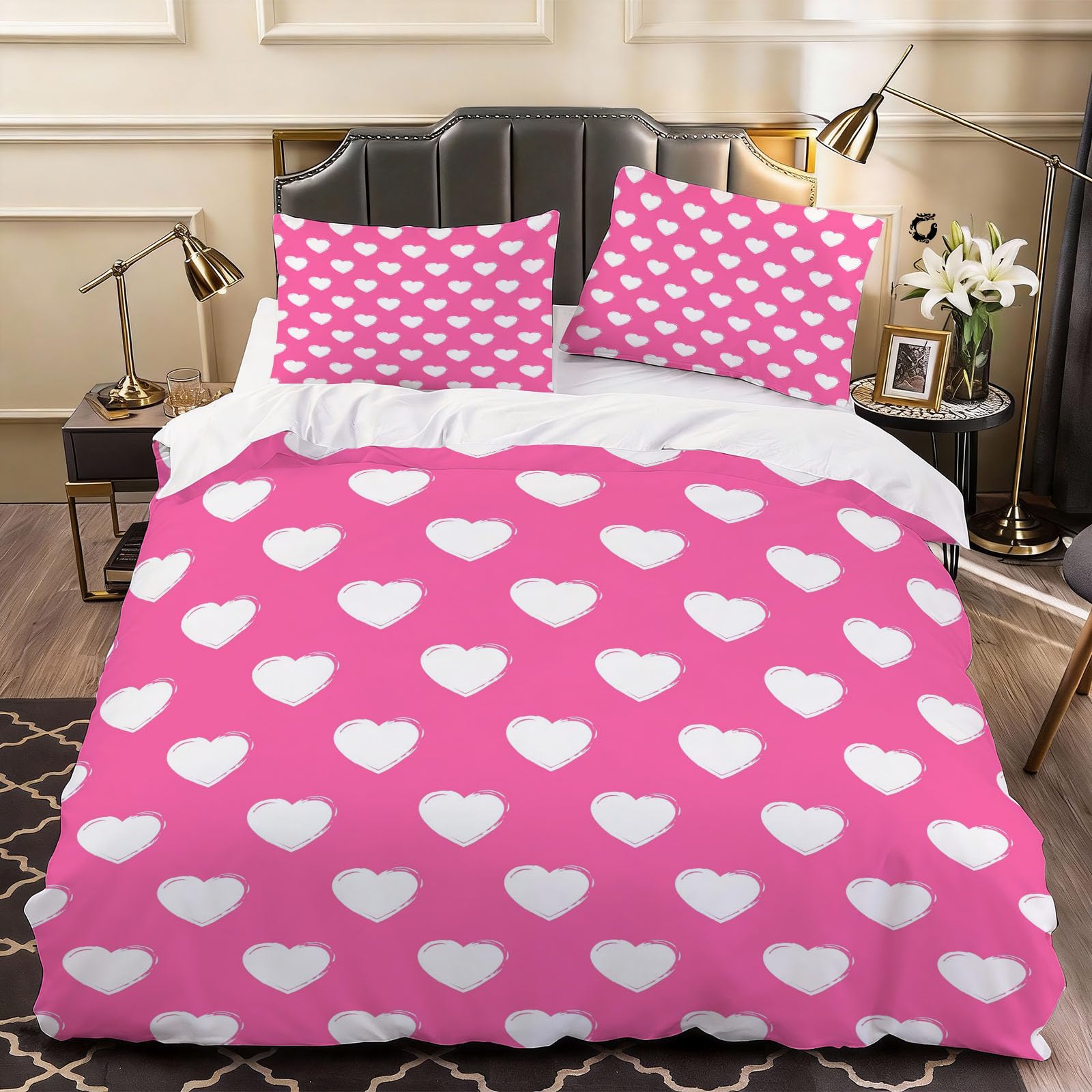 3D Child Heart Duvet Cover Simple Bedding Double Bed Set, Soft Microfiber Comforter Cover Printed with Zipper Closure Quilt Coverr 200x200 cm and 2 Pillowcases