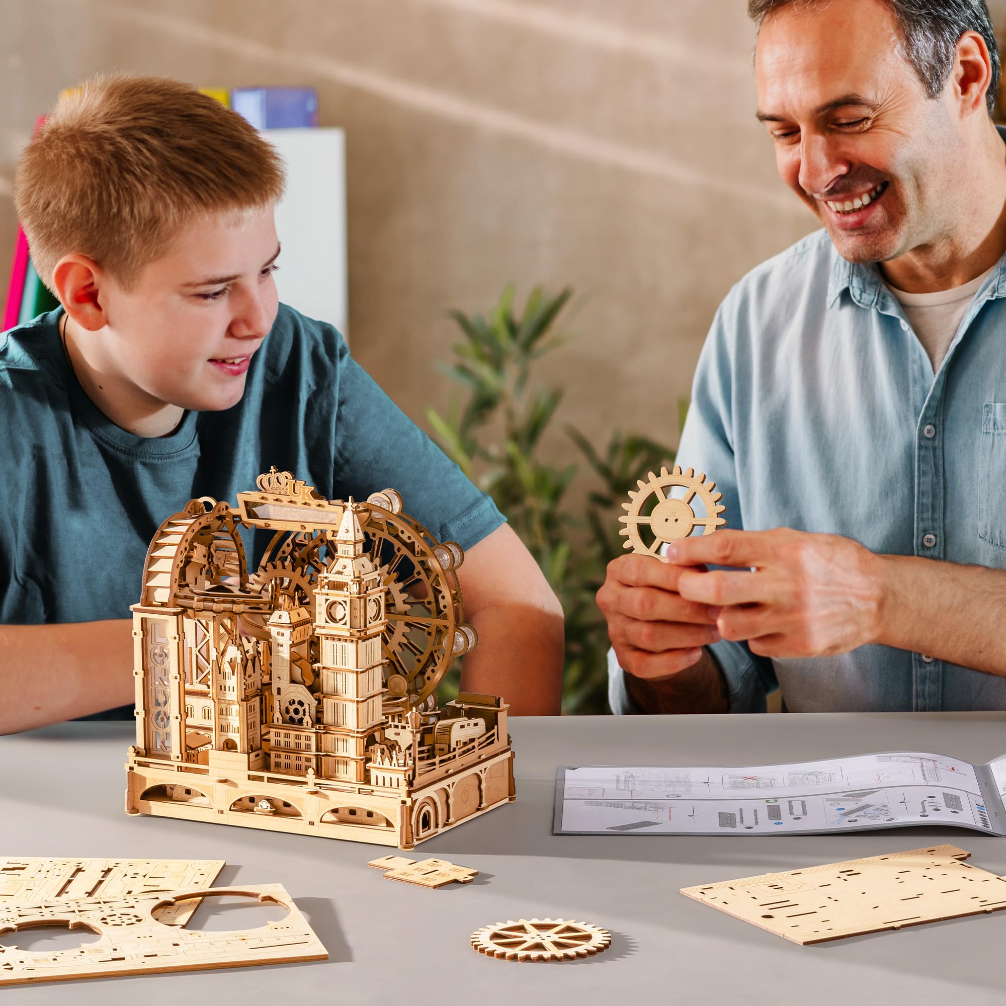 ROKR Puzzles de madera 3D para adultos Marble Travel London, kits de modelado "hazlo tú mismo", modelos de madera para ensamblar, decoración del hogar, regalos de cumpleaños para adultos y niños