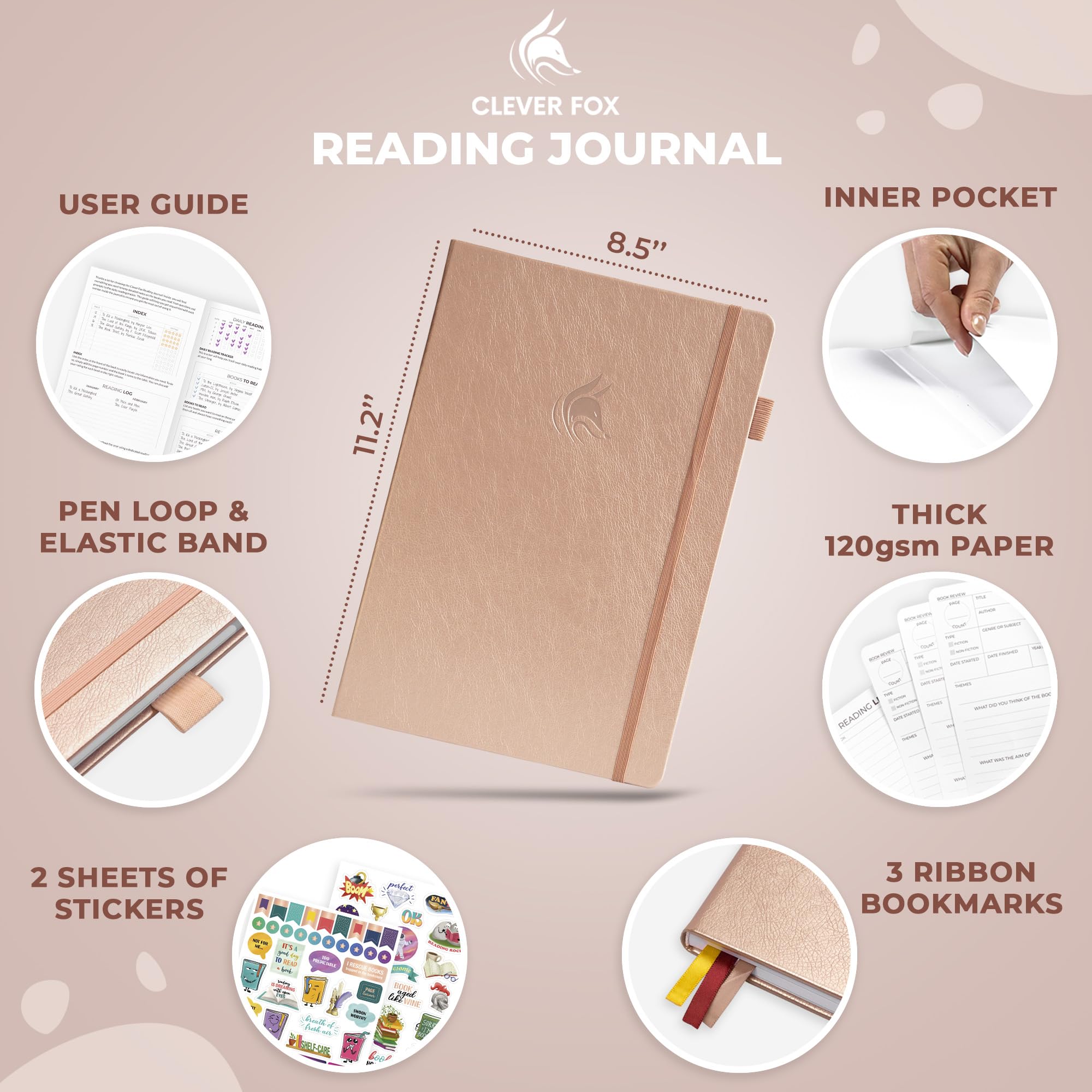 Clever Fox Reading Journal Large, Guided Book Review Log & Tracker, Gifts & Accessories for Reading Lover - Image 2
