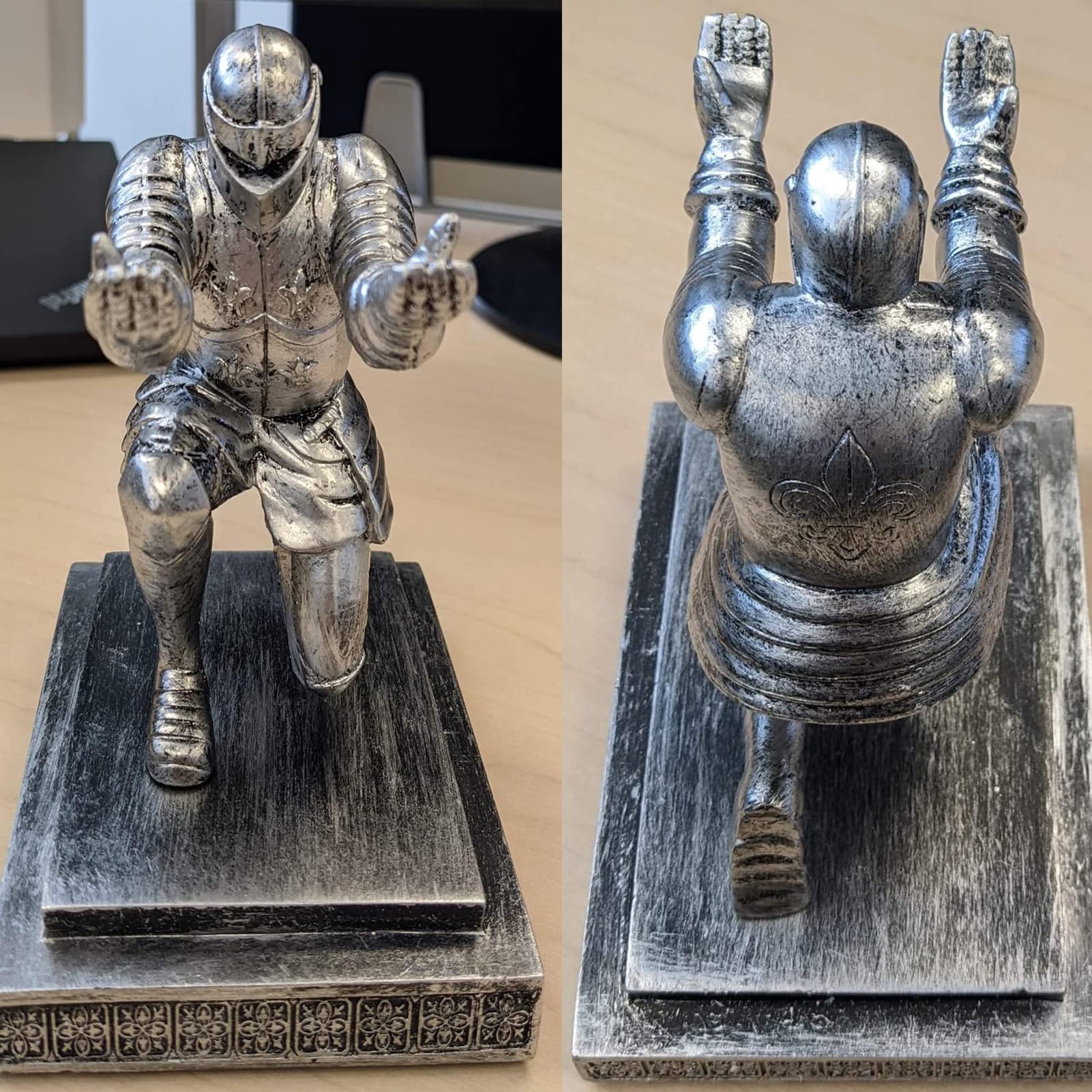 ThreeH Executive Knight Pen Holder para organizador de escritorio de oficina con un bolígrafo para el mejor regalo para un amigo Gray