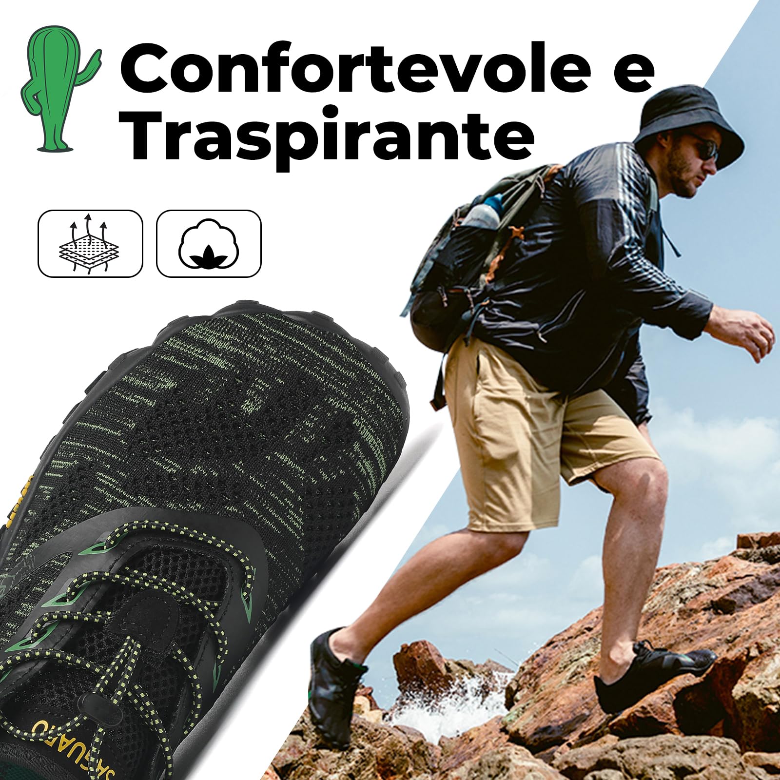 SAGUARO Scarpe Barefoot Shoes Minimaliste Scarpe da Trail Running Uomo Donna Gr.36-48