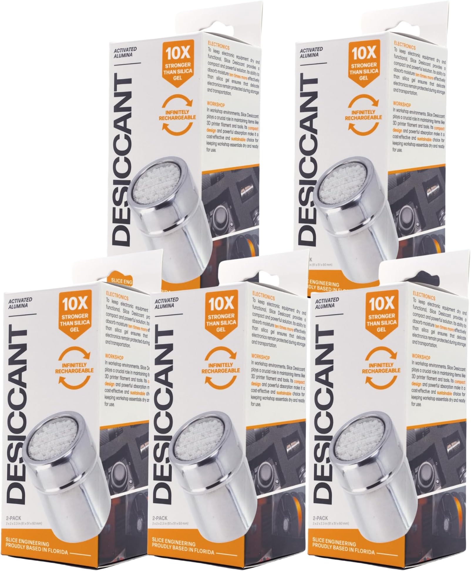 Filament Drying Desiccant (10 Pack) by Slice Engineering | 10X More Powerful Than Silica Gel | Infinitely Rechargeable | Prevent Wet Filament | Fits Perfectly Inside Spools | Made in The USA