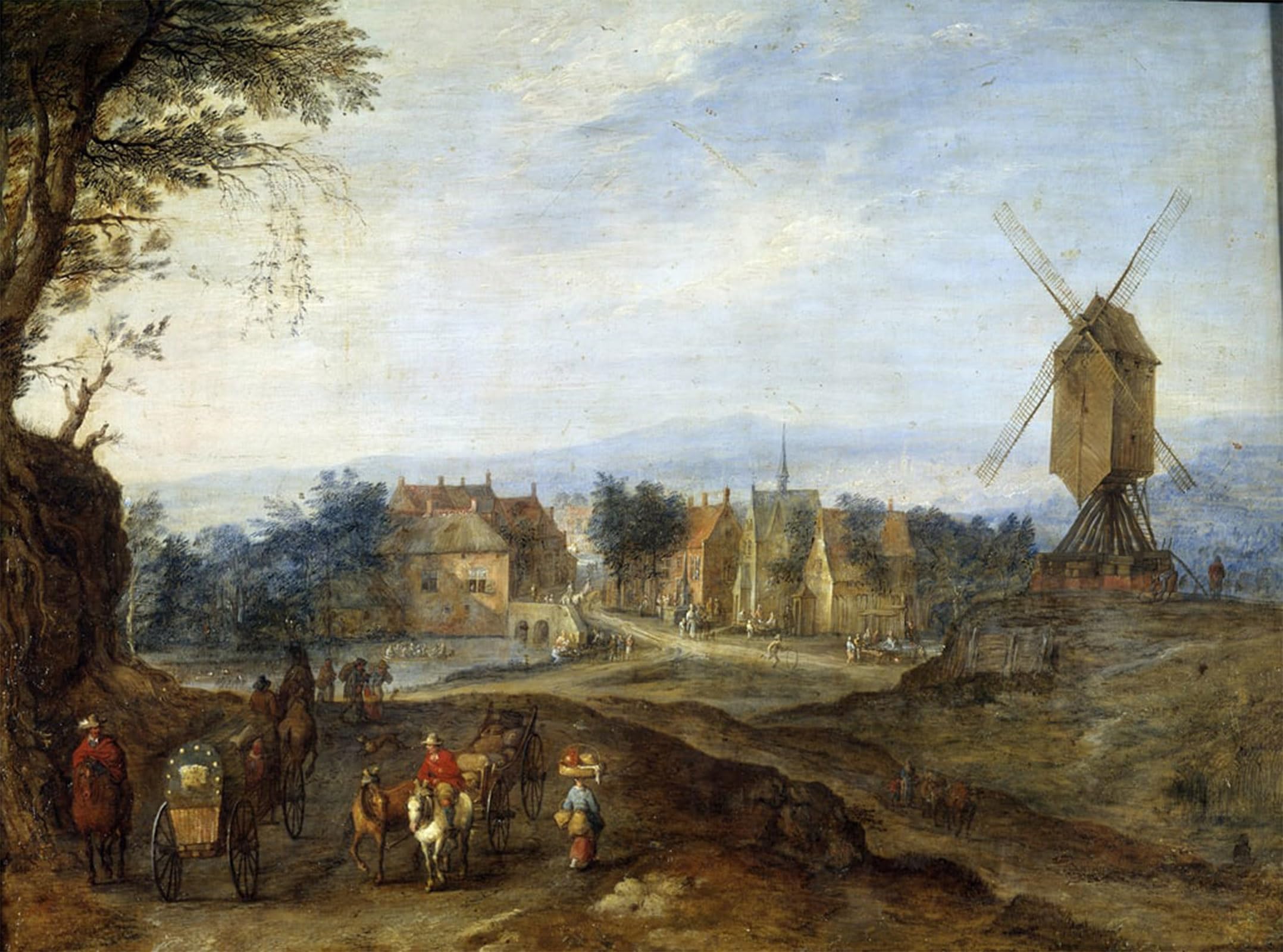 Posteriik No Frame Vintage Art Print Images Pictures Print Landscape At The Windmill Painting By Jan The Elder Brueghel Modern Colour Posters For Office Home Decor 60X90cm