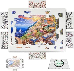 Lightweight 1500 Pieces Rotating Puzzle Board with 6 Sliding Drawers and Cover
