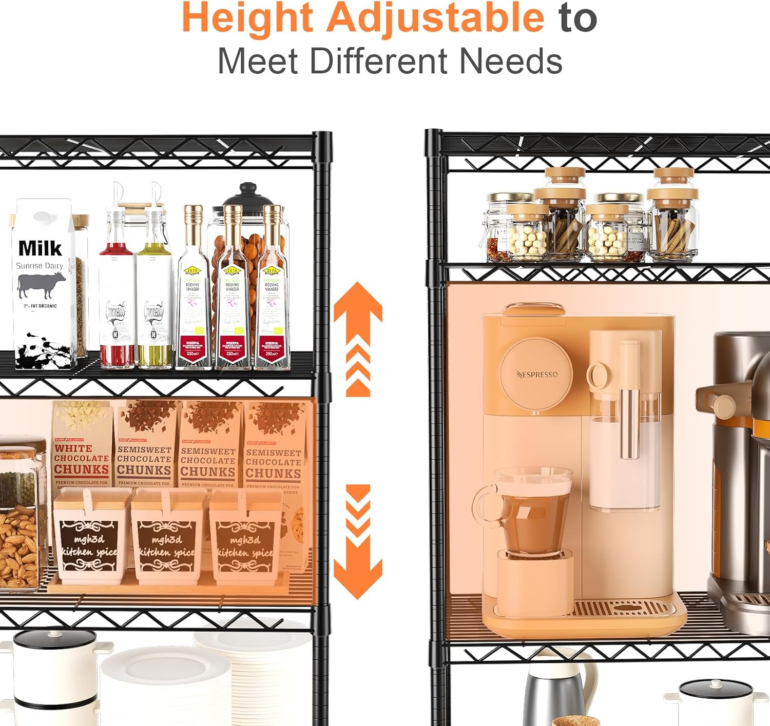6-Tier Wire Rack Shelving,21.3" Wx11.4 Dx73 H,Metal Shelf On Lockable Wheels,Height Adjustable Wire Storage Shelves for Narrow Space/Kitchen/Pantry/Laundry/Office/Closet/Black