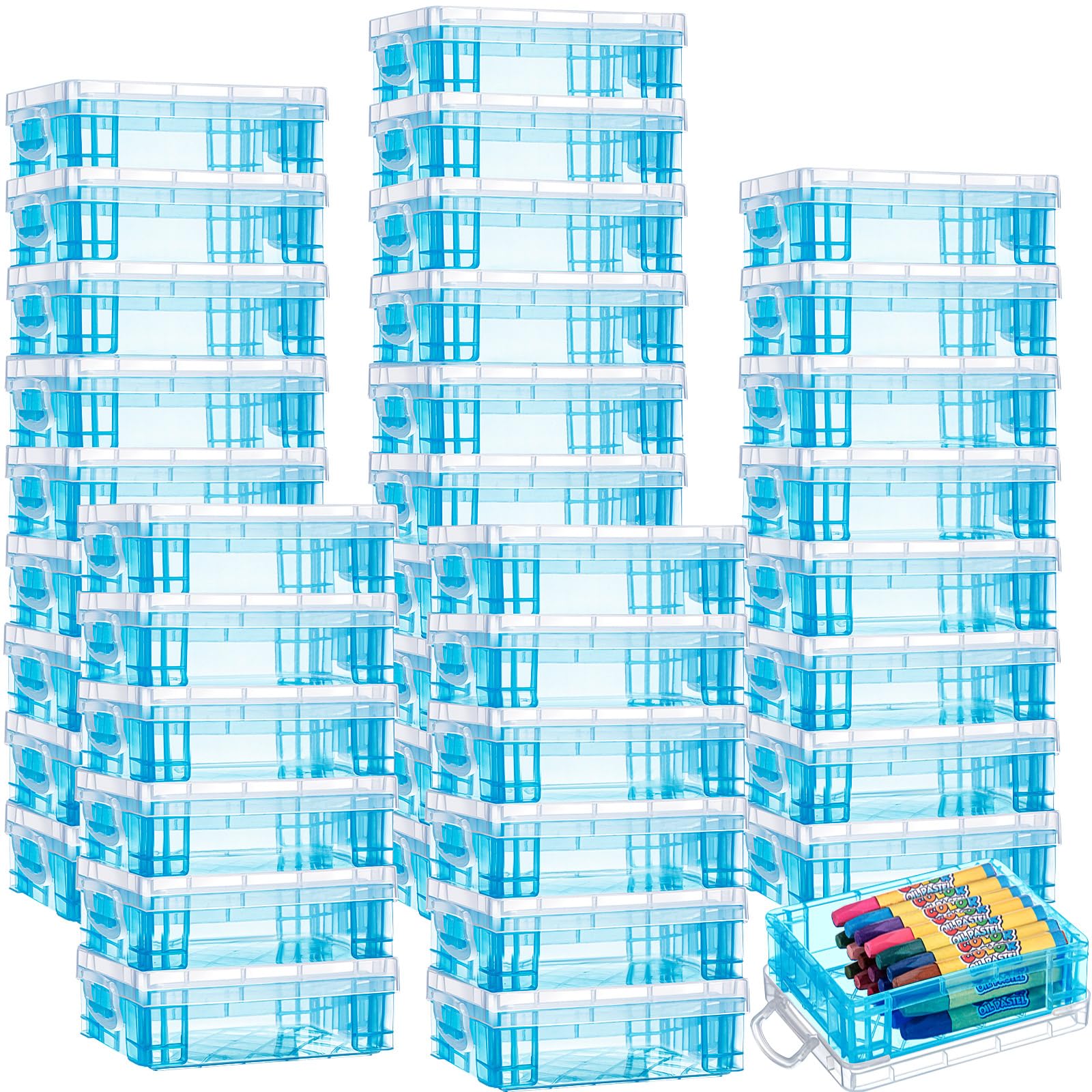 Suzile 40 Pcs Plastic Crayon Boxes, Blue