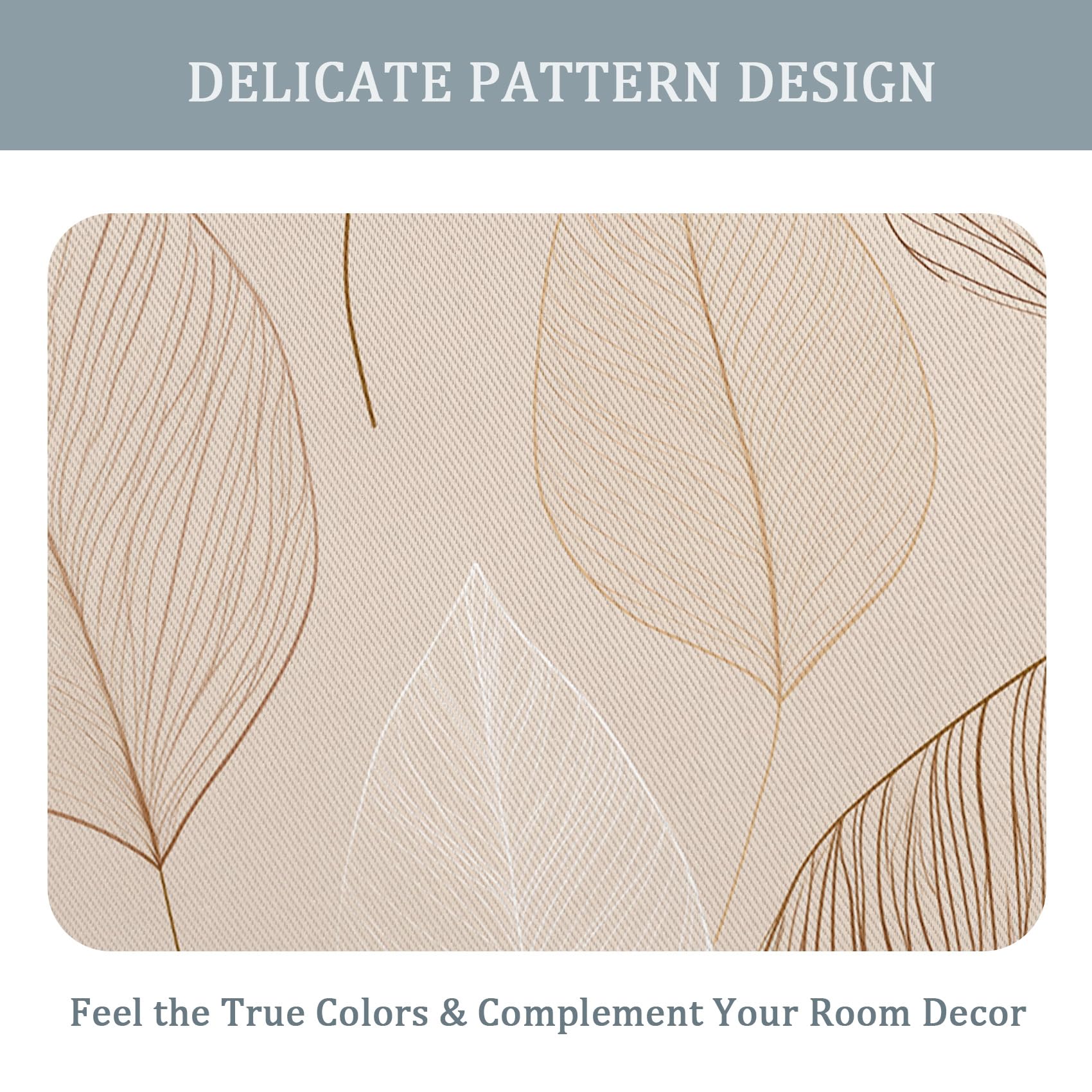 Générique Rideau Occultant Feuille, 117 x 137 (LxH) 2 Pieces, Opaque 95%, Motif Feuilles Plante Beige, Rideaux Fenetre Thermiques à Oeillets, Decoration Maison Salon Chambre GCB166