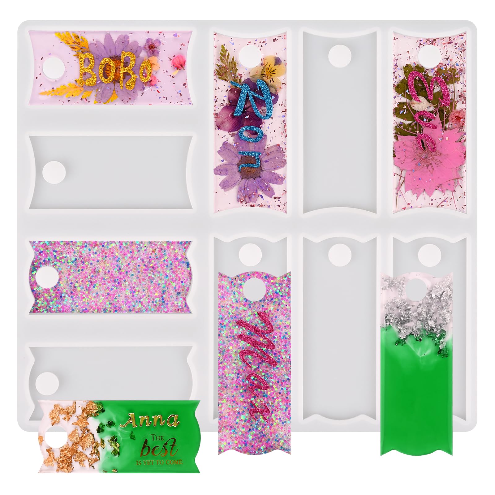 Actvty Name Plate Resin Molds for Stanley Cup Lid, 10 Cavities Name Tag Silicone Molds for Resin Casting, DIY Personalized Custom Name Plates for Stanley 40oz and 30oz