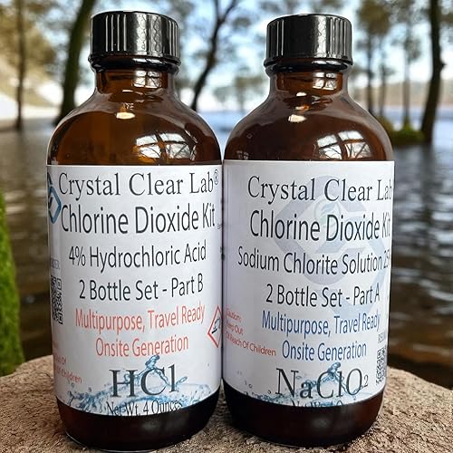 Miniatura 2 de Crystal Clear Lab Kit de dióxido de cloro  Ácido clorhídrico 4-5% (HCl) solución de sodio (8 onzas) conjunto de líquidos