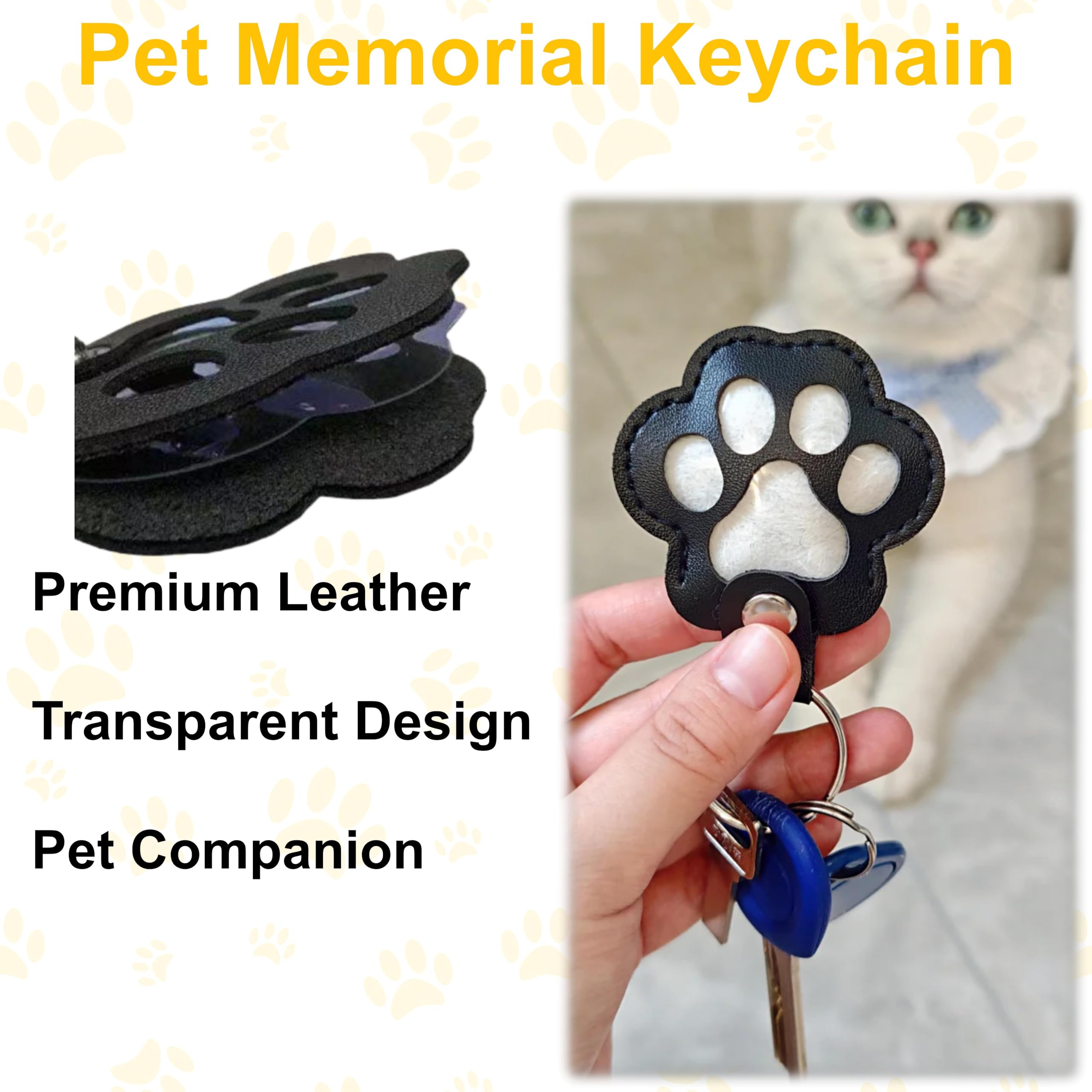 3 portachiavi per peli di cane, regali commemorativi per animali domestici, per borsa, zaino, portachiavi carino a forma di zampa di animale domestico, portachiavi unico da collezione
