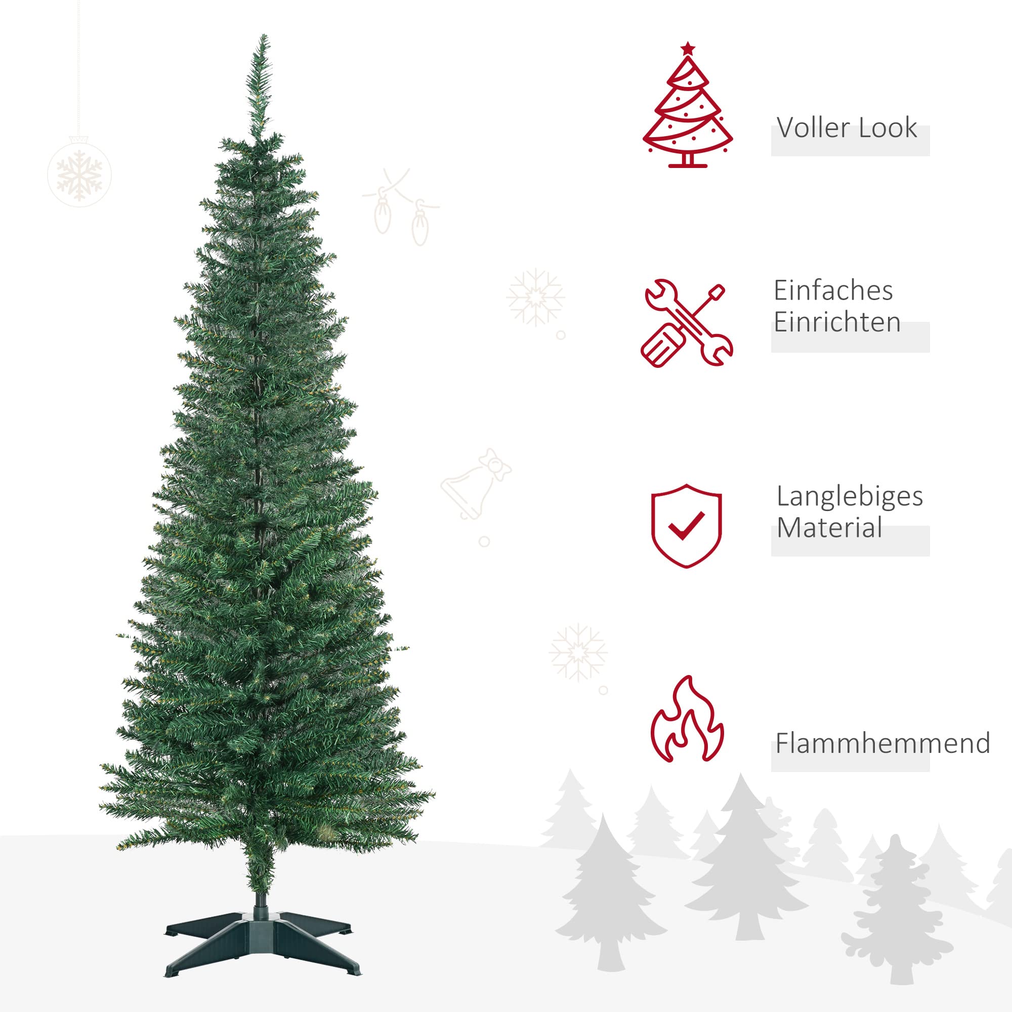 HOMCOM Künstlicher Weihnachtsbaum 150 cm mit 294 Spitzen für Drinnen Grün