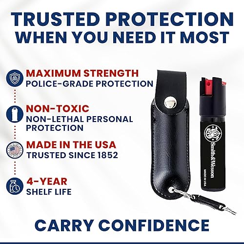 Miniatura 3 de Smith & Wesson Pepper Shield - Spray de pimienta grande de liberación rápida para mujeres, espray de autodefensa de fuerza policial