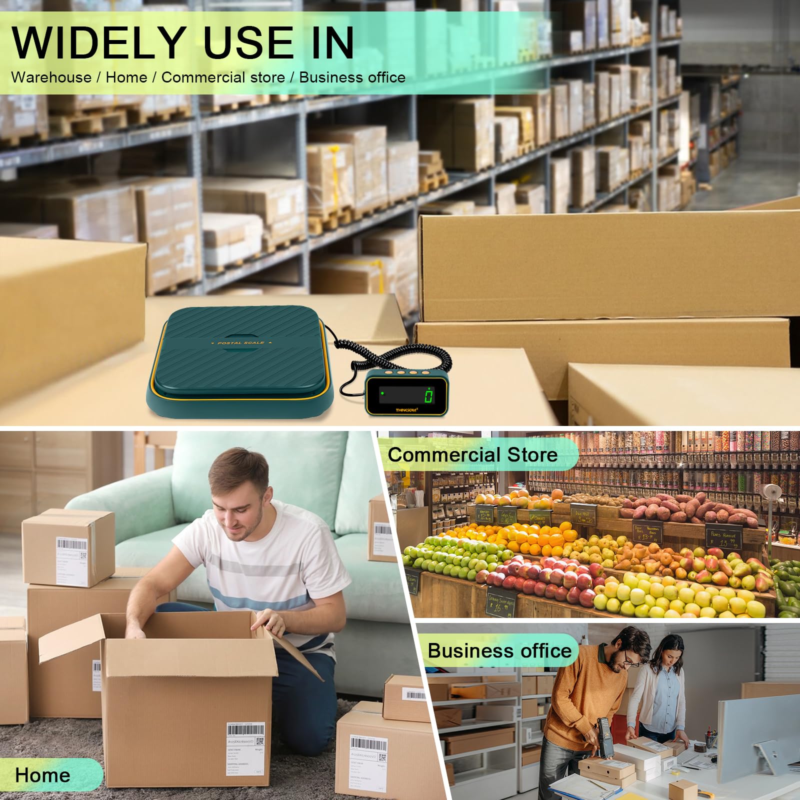 THINKSCALE Bilancia da spedizione da 39 kg, precisione 2,8 g, con supporto per posta tara, tenuta e pieghevole, per e-commerce, piccole imprese e pacchi, batteria e ricarica di tipo C