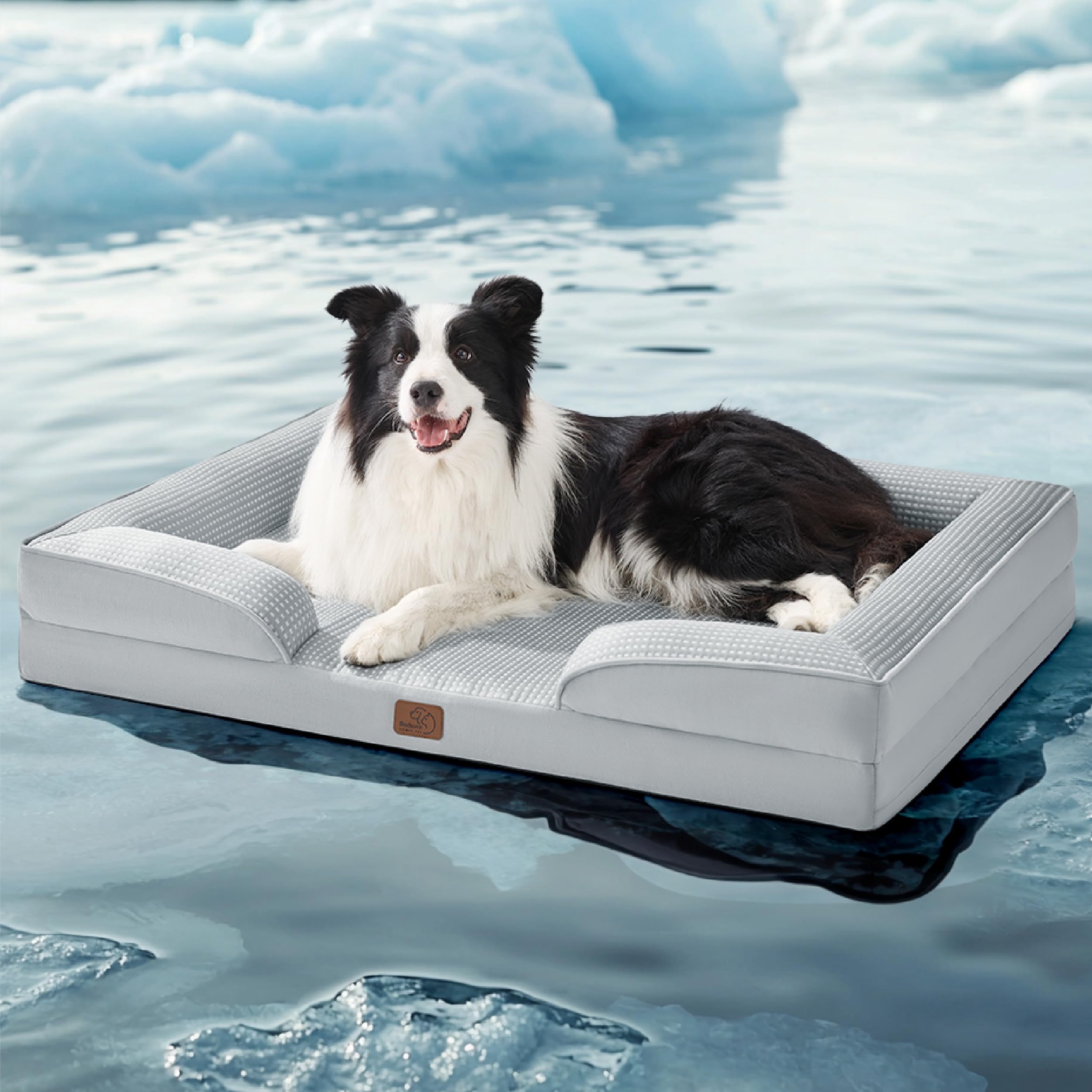 Bedsure Orthopedic Dog Beds Large Sized Dog - Washable Large Dog Cat Bed Waterproof, Comfort Dogs Couch Sofa with Washable Removable Cover, Pet Bed with Nonskid Bottom, Cooling Grey, 35"