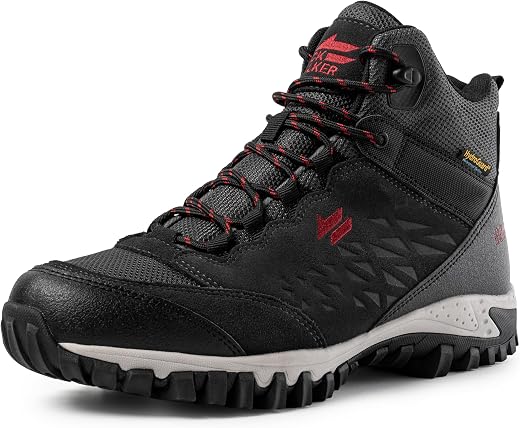 Jack Walker JW6255 Men's Hiking Shoes Waterproof Boots Lightweight Breathable Hiking Trekking Shoes Black