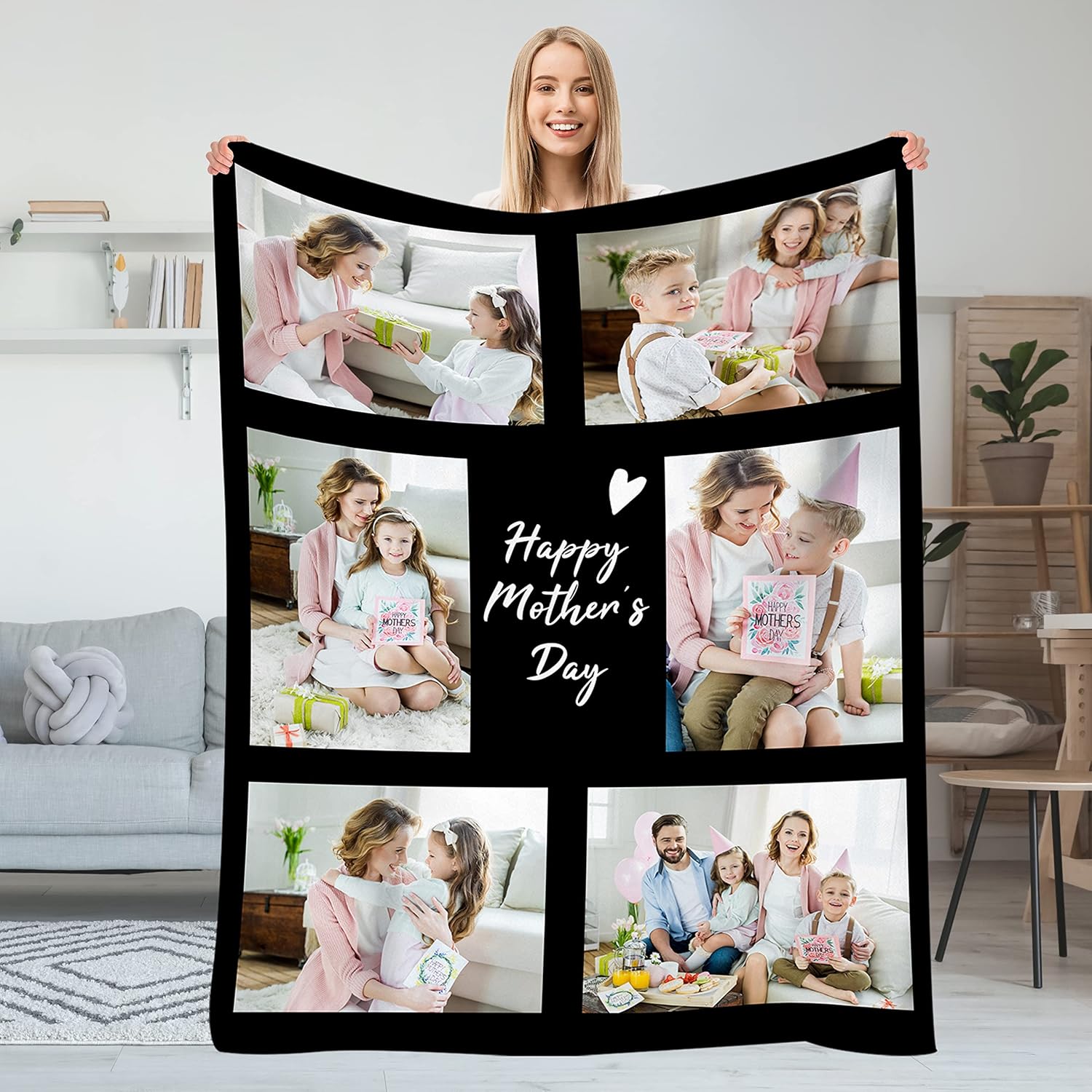 Custom Mothers Day Blanket with Photos/Text Personalized