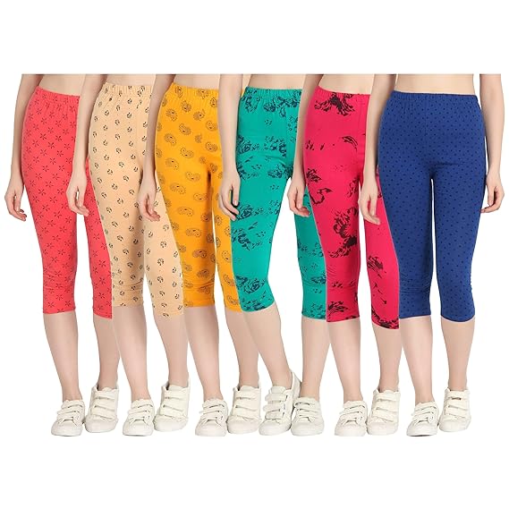 Printed Capri for Womens/Girl Pack of 6