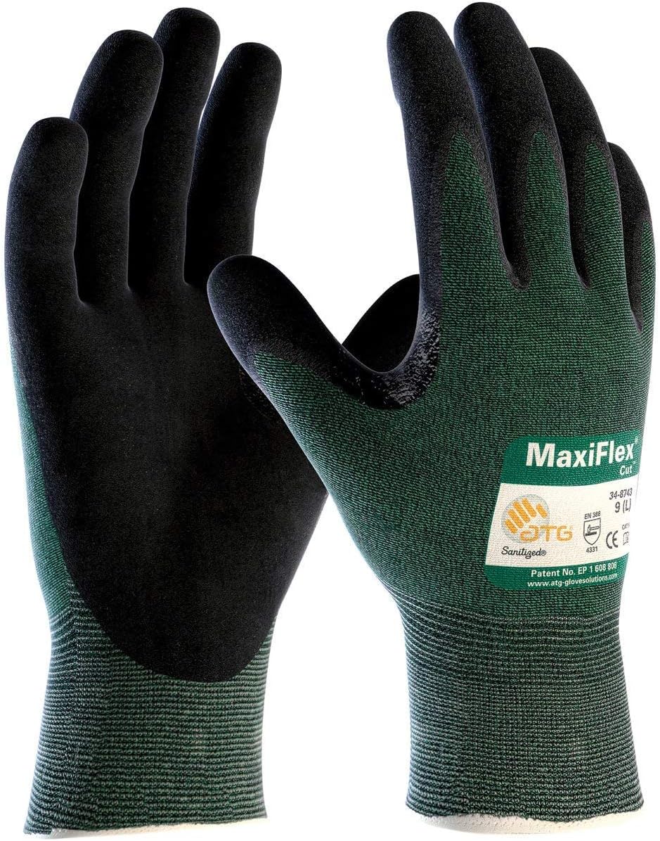 PIP ATG 34-8743/XL X-Large MaxiFlex Cut, Green Engineered Yarn, Black Gloves, 3-Pack (34-8743 XLarge 3/Pack) - - 