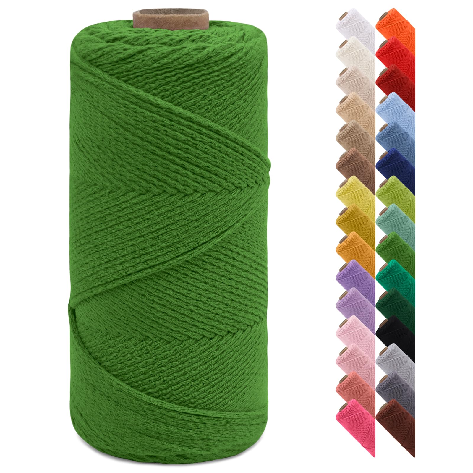 LEREATI Braided Macrame Cord 2mm x 150m Crochet Bag Cord Natural Cotton Cord, Macrame String Macrame Rope Yarn for DIY Crafts, Bag, Gift Wrapping, Home Decorations (Army Green)
