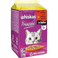Whiskas Pranzetti Carni e Verdure 1+ Adulto, Cibo Umido per Gatto