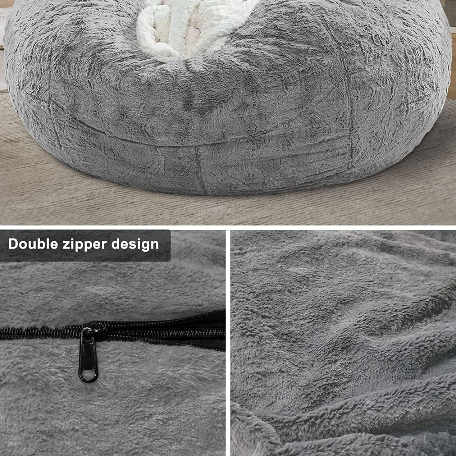 Fodera Interna Per Pouf Sacco - 180x90 Cm, Tessuto Resistente, Con Cerniera (Senza Imbottitura)