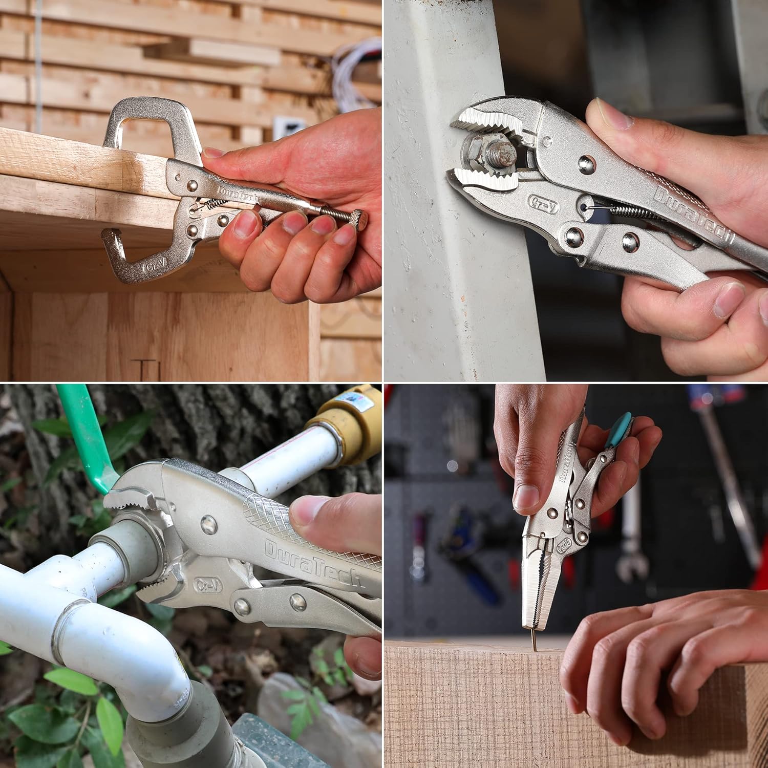 DURATECH 6-Piece Locking Pliers Set and 4-Piece Pliers Set with Adjustable Wrench