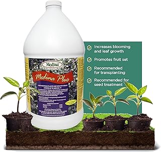 Medina Plus Soil Activator - Liquid Soil Loosener for Lawns & Gardens - Micronutrient-Rich Soil Conditioner & Softener - Used with House Plant Fertilizer, Liquid Plant Food for Houseplants - 1 Gal