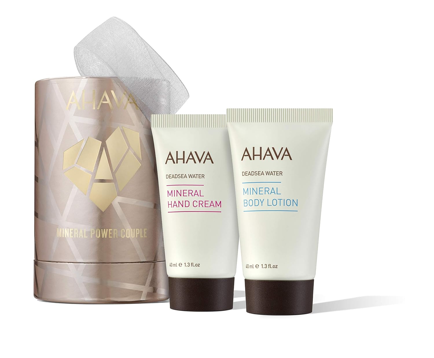 AHAVA Mineral Power Couple Value Set | Dead Sea Mineral Hand Cream & Minereal Body Lotion Travel Size 40 ML / 1.3 oz Each, 2 ct. : Beauty & Personal Care