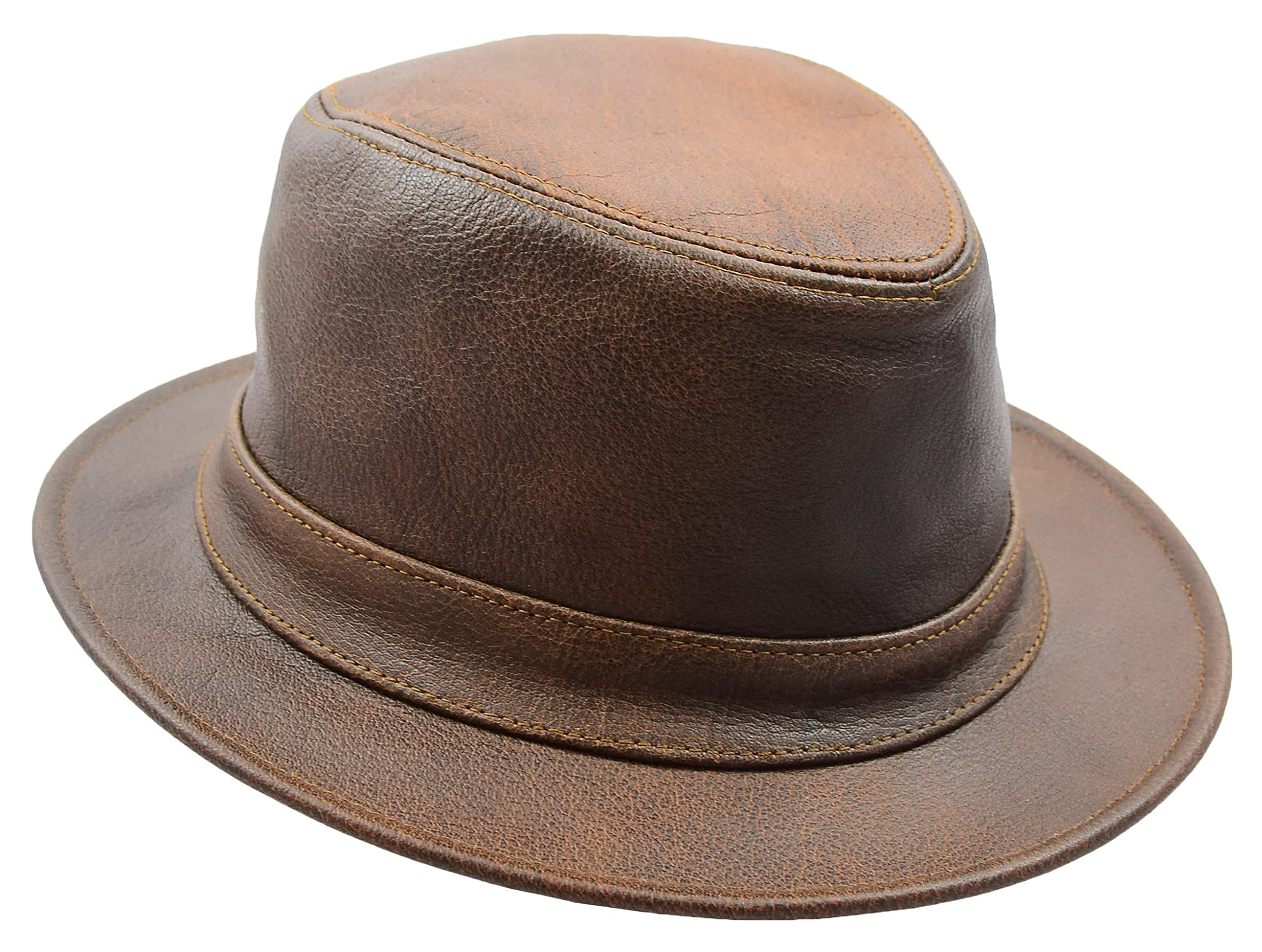 House of Leather - Men's Trilby Hat - Leather - Tan - L